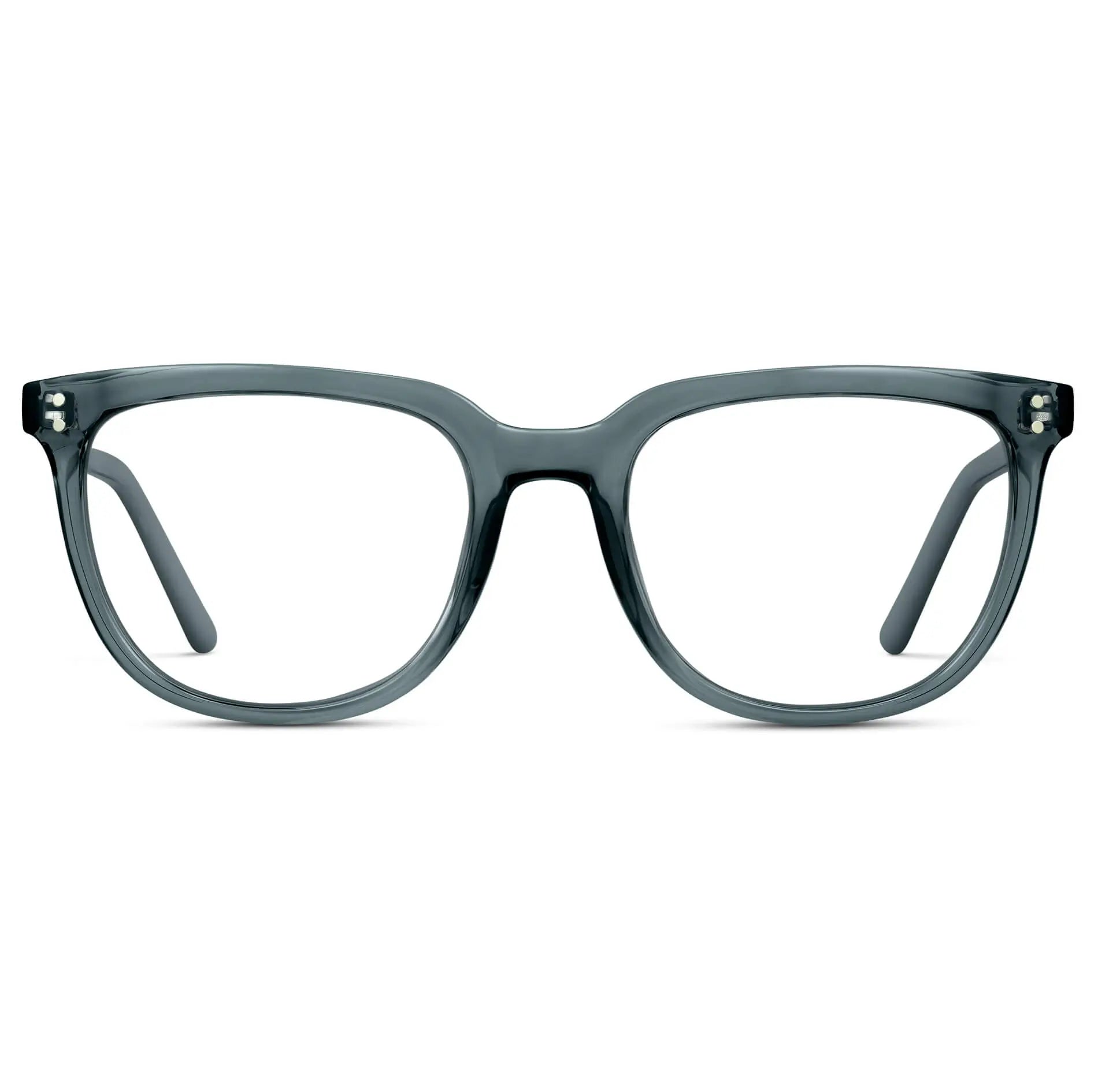 Crystal Stone Blue || Men's Square Eyeglasses with Crystal Stone Blue Frame Glasses and Clear Prescription Lenses on a white background