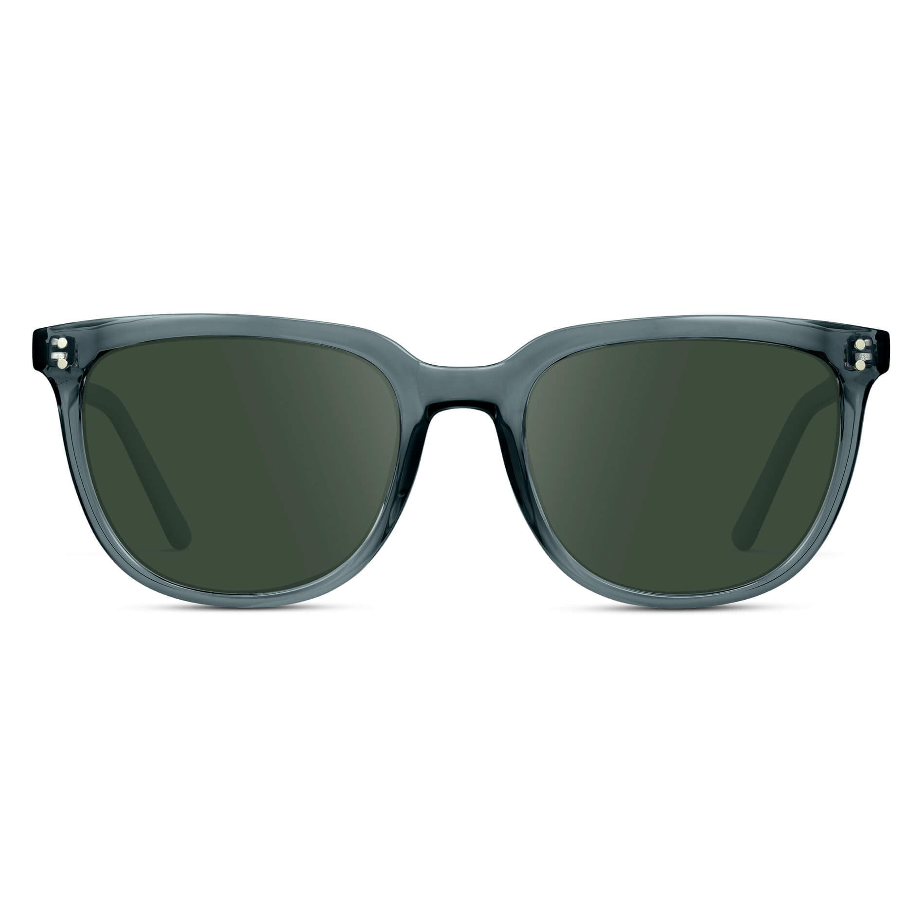 Crystal Stone Blue / G15 Lens || Blue Square Frame Sunglasses with Green Prescription Lenses