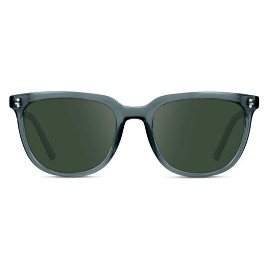 Crystal Stone Blue / G15 Lens || Blue Square Frame Sunglasses with Green Prescription Lenses