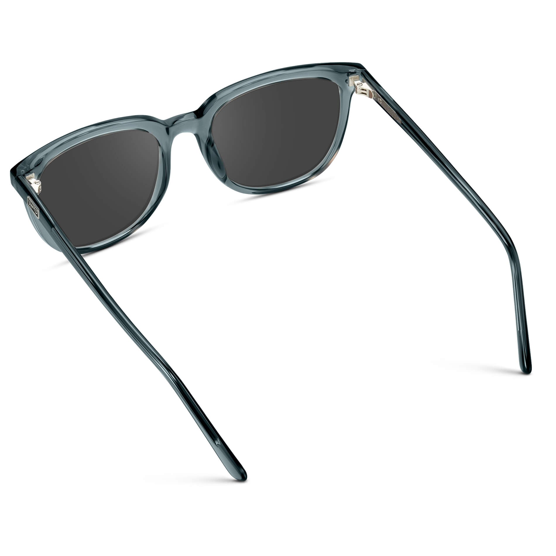 Crystal Stone Blue / Grey Lens || Blue Square Frame Sunglasses with Grey Prescription Lenses
