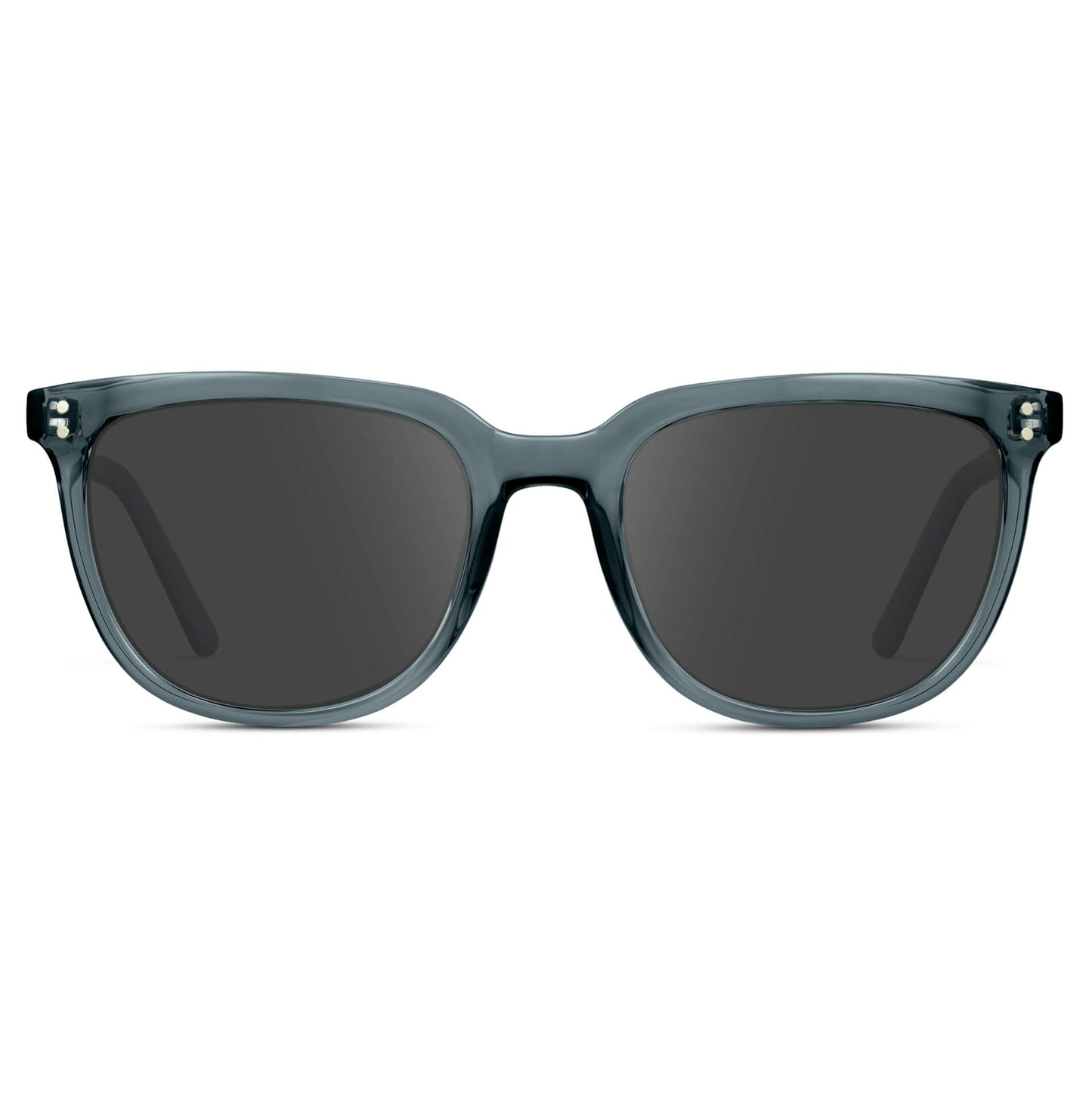 Crystal Stone Blue / Grey Lens || Blue Square Frame Sunglasses with Grey Prescription Lenses