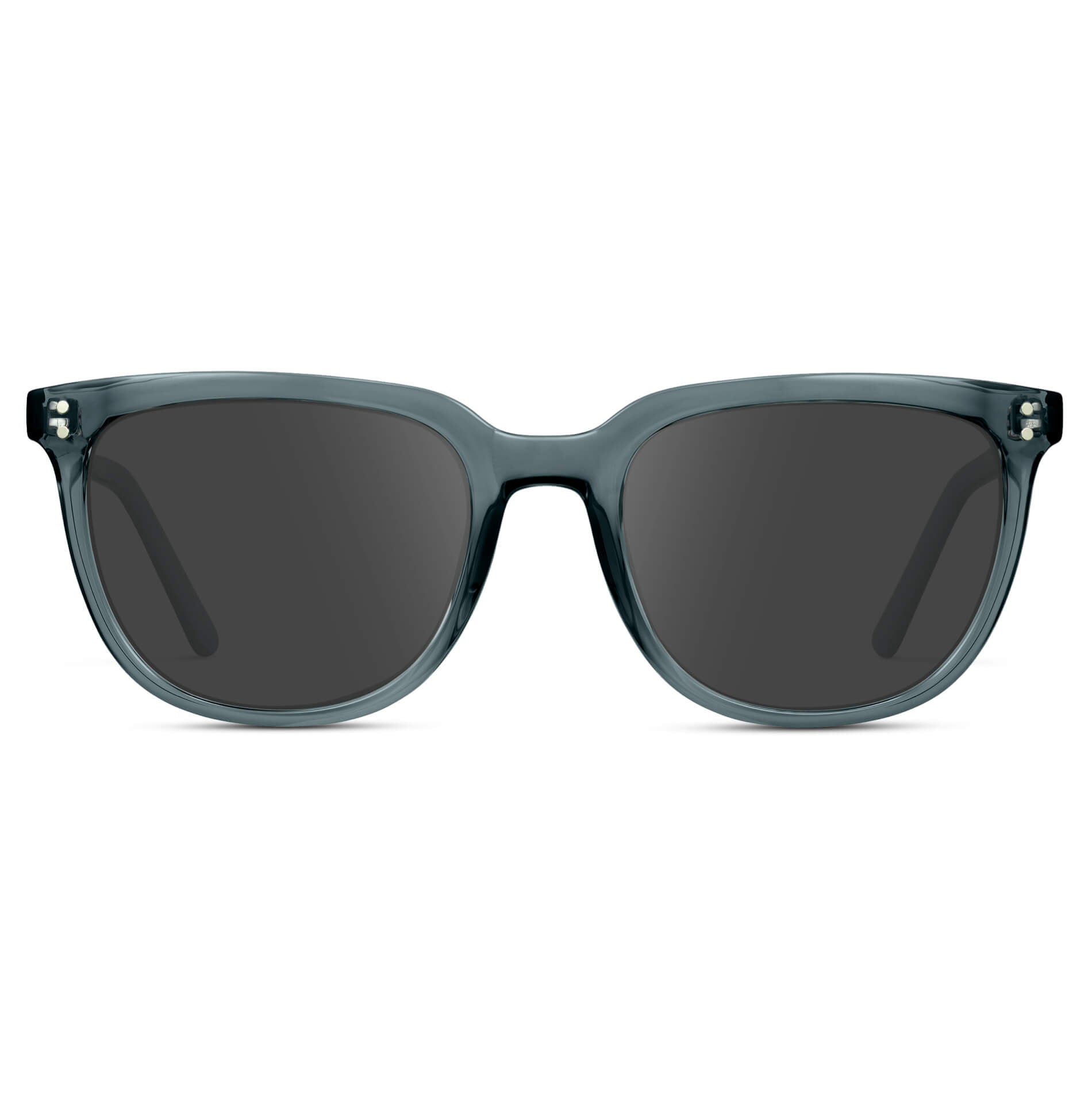 Crystal Stone Blue / Grey Lens || Blue Square Frame Sunglasses with Grey Prescription Lenses