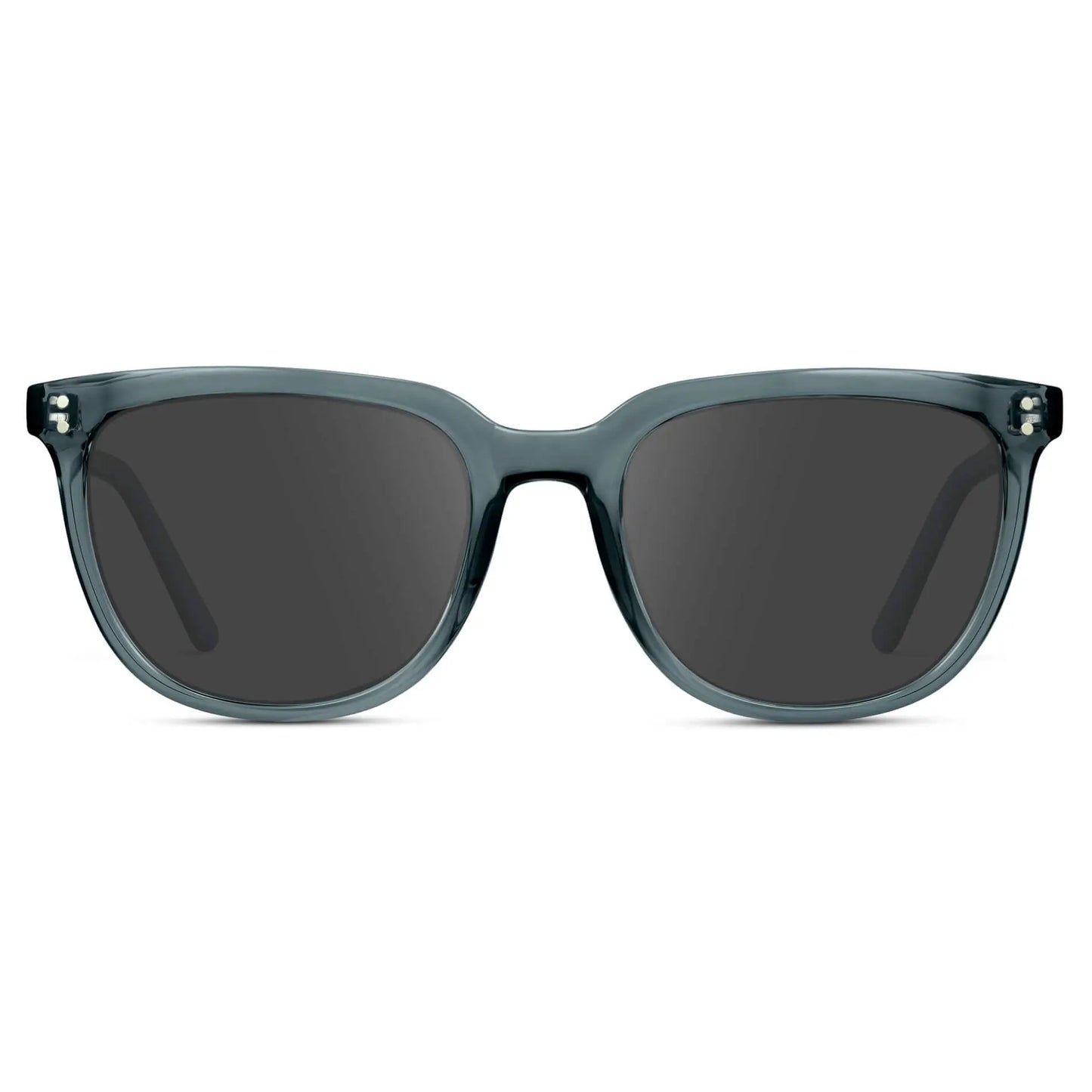 Crystal Stone Blue / Grey || Men's Square Prescription Sunglasses with Crystal Stone Blue Frame and Grey Lenses on a white background
