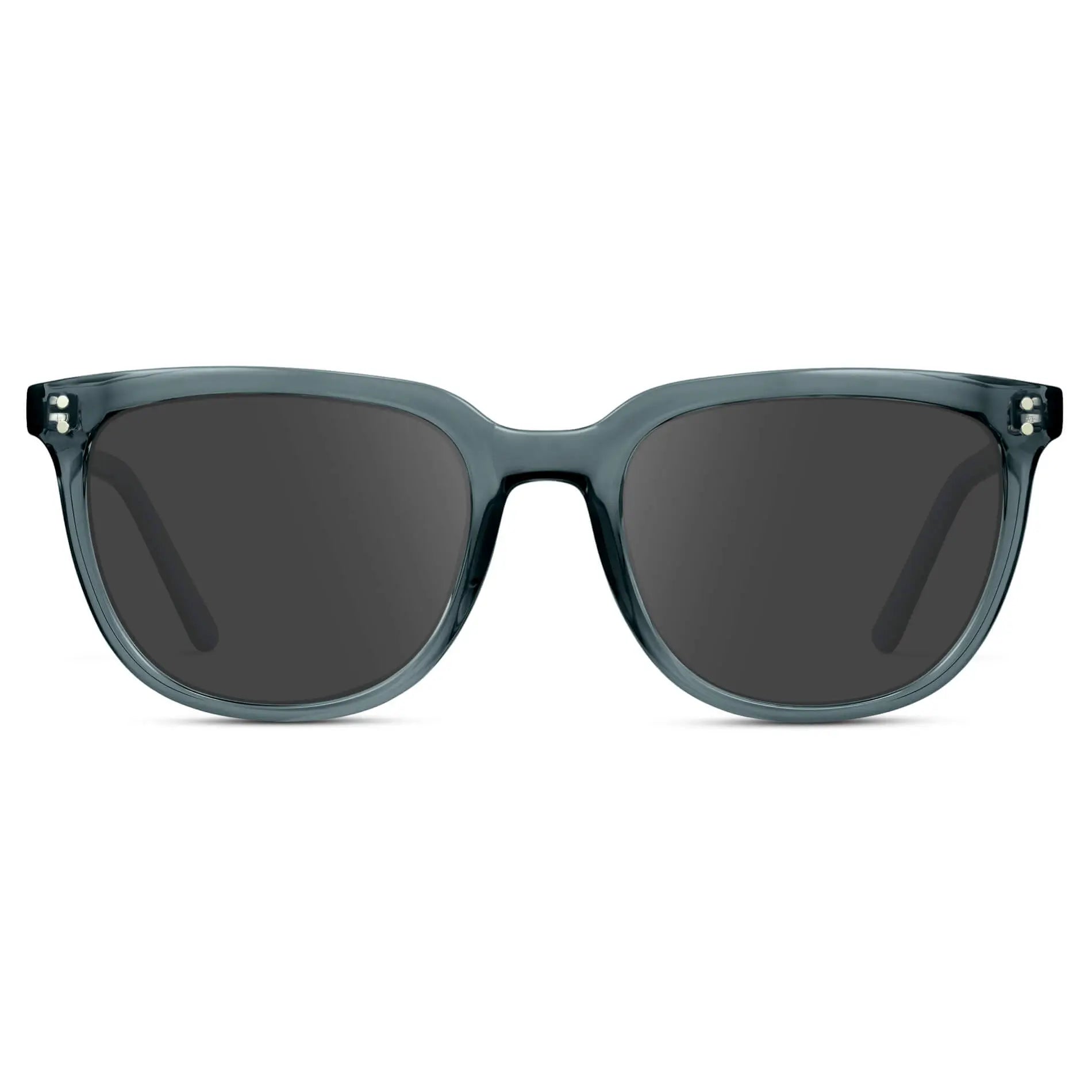 Crystal Stone Blue / Grey || Men's Square Prescription Sunglasses with Crystal Stone Blue Frame and Grey Lenses on a white background