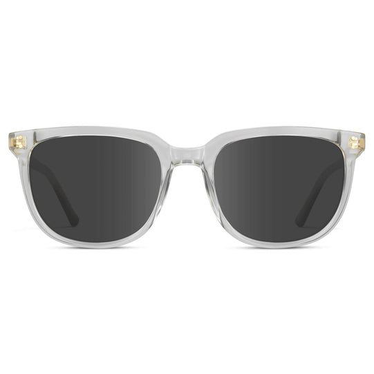 Clear / Grey Lens || Clear Square Frame Sunglasses with Grey Prescription Lenses