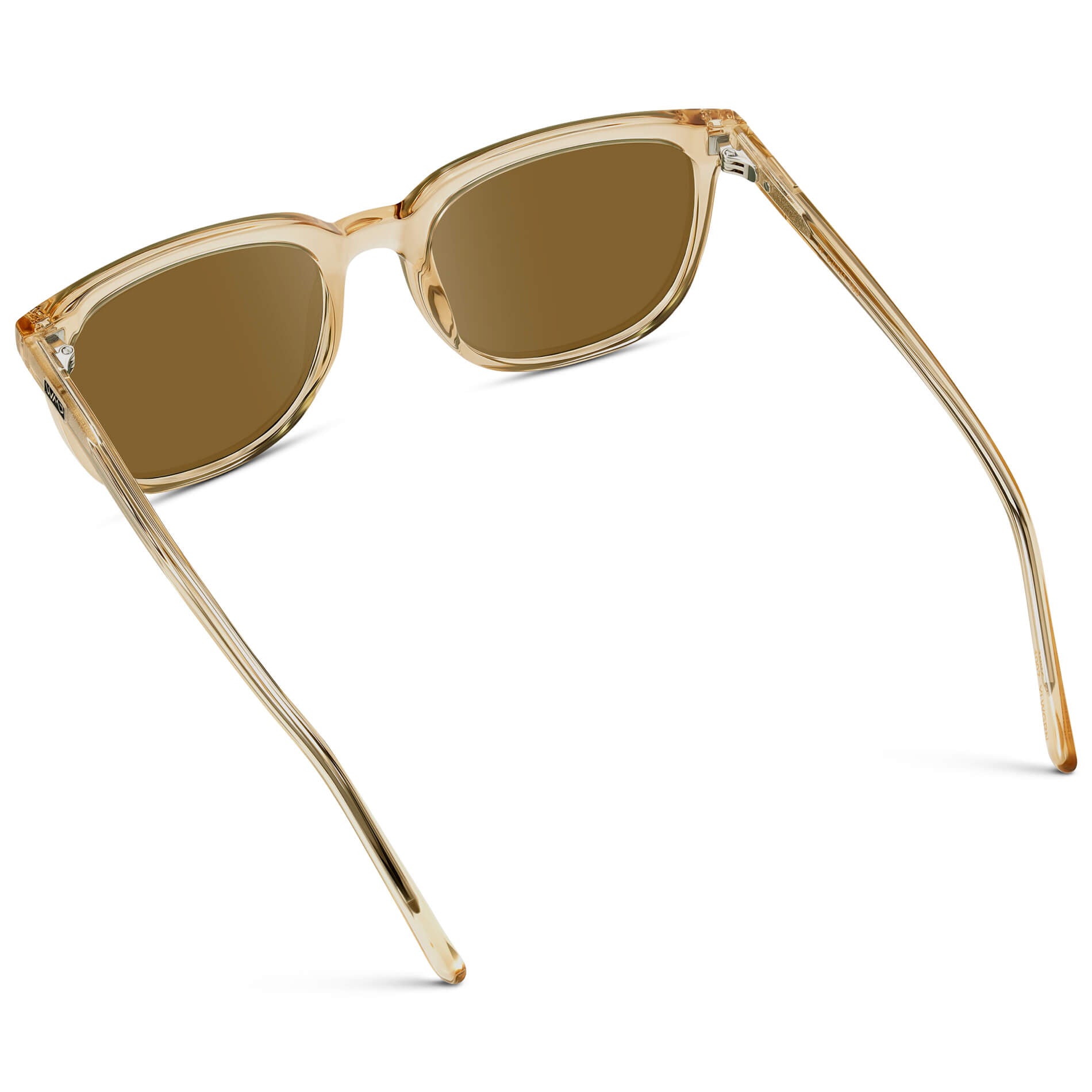 Champagne Crystal / Amber Lens || Yellow Square Frame Sunglasses with Brown Prescription Lenses