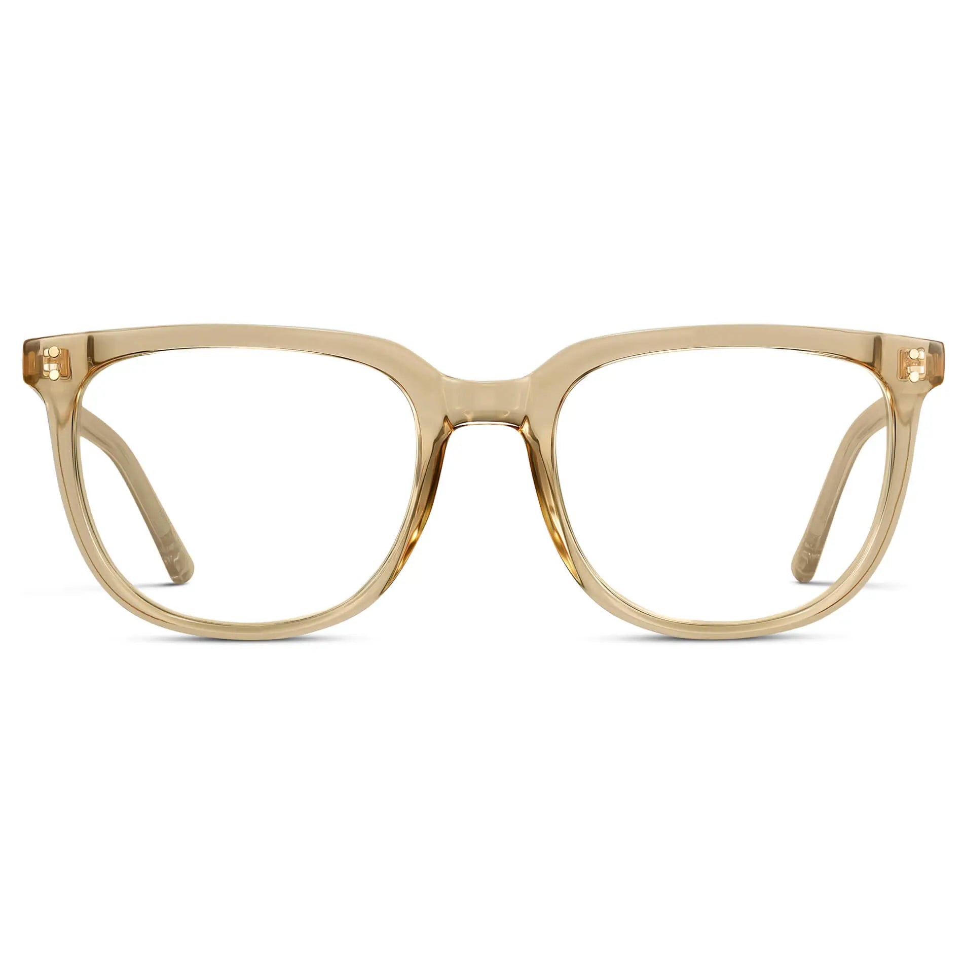 Champagne Crystal || Men's Square Eyeglasses with Champagne Crystal Frame Glasses and Clear Prescription Lenses on a white background