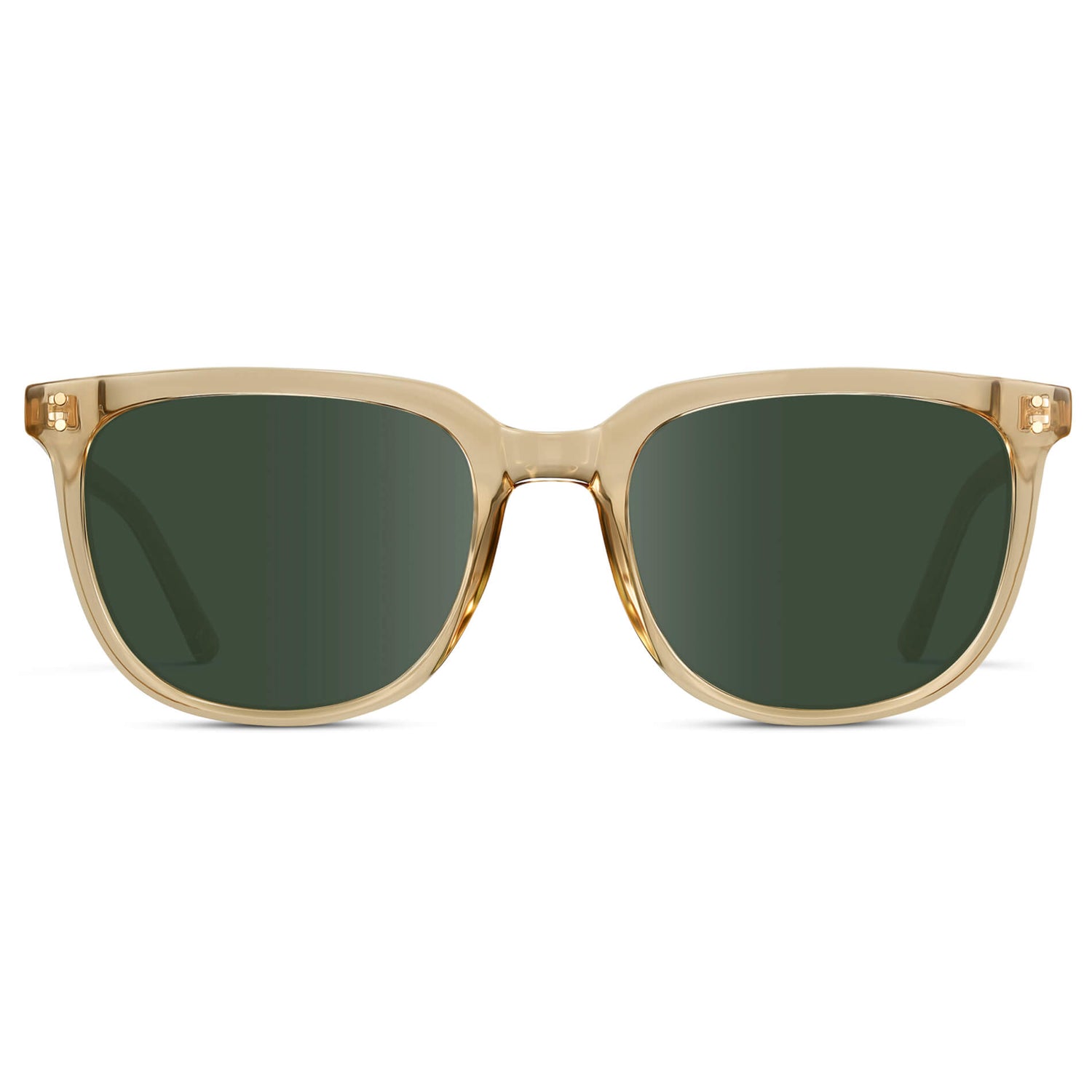 Champagne Crystal / G15 Lens || Man wearing Yellow Square Frame Sunglasses with Green Prescription Lenses