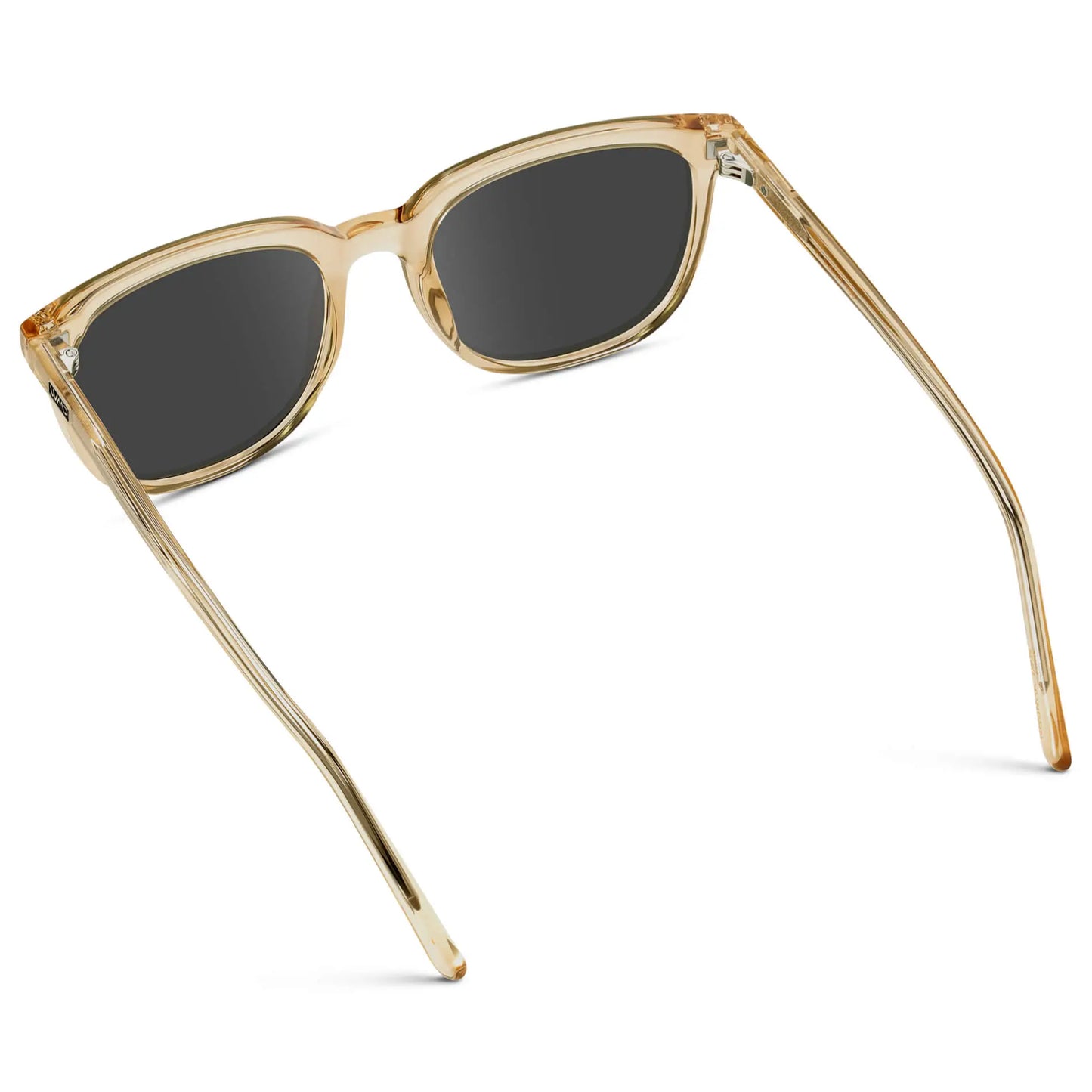 Champagne Crystal / Grey || Back view of Men's Square Prescription Sunglasses with Champagne Crystal Frame and Grey Lenses on a white background
