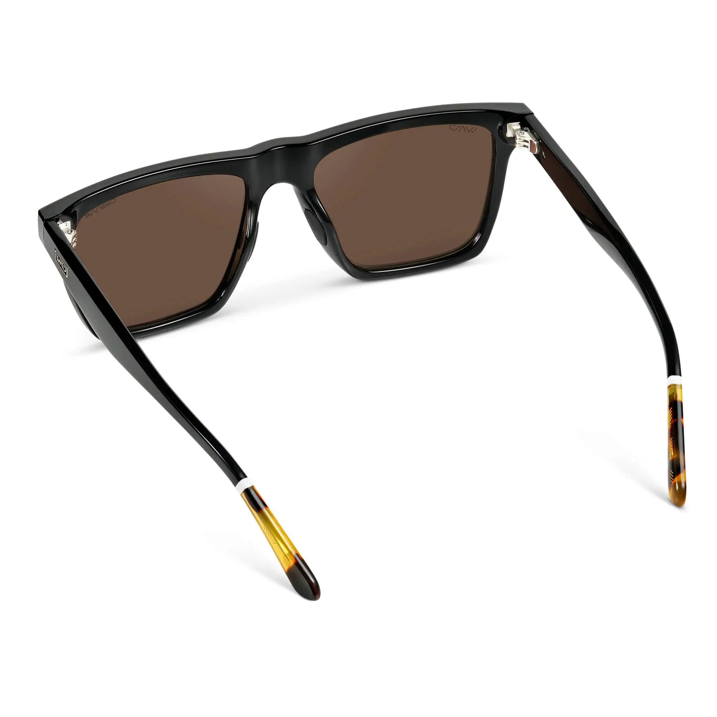 Black / Brown Lens || Black Rectangle Frame Sunglasses with Brown Polarized Lenses