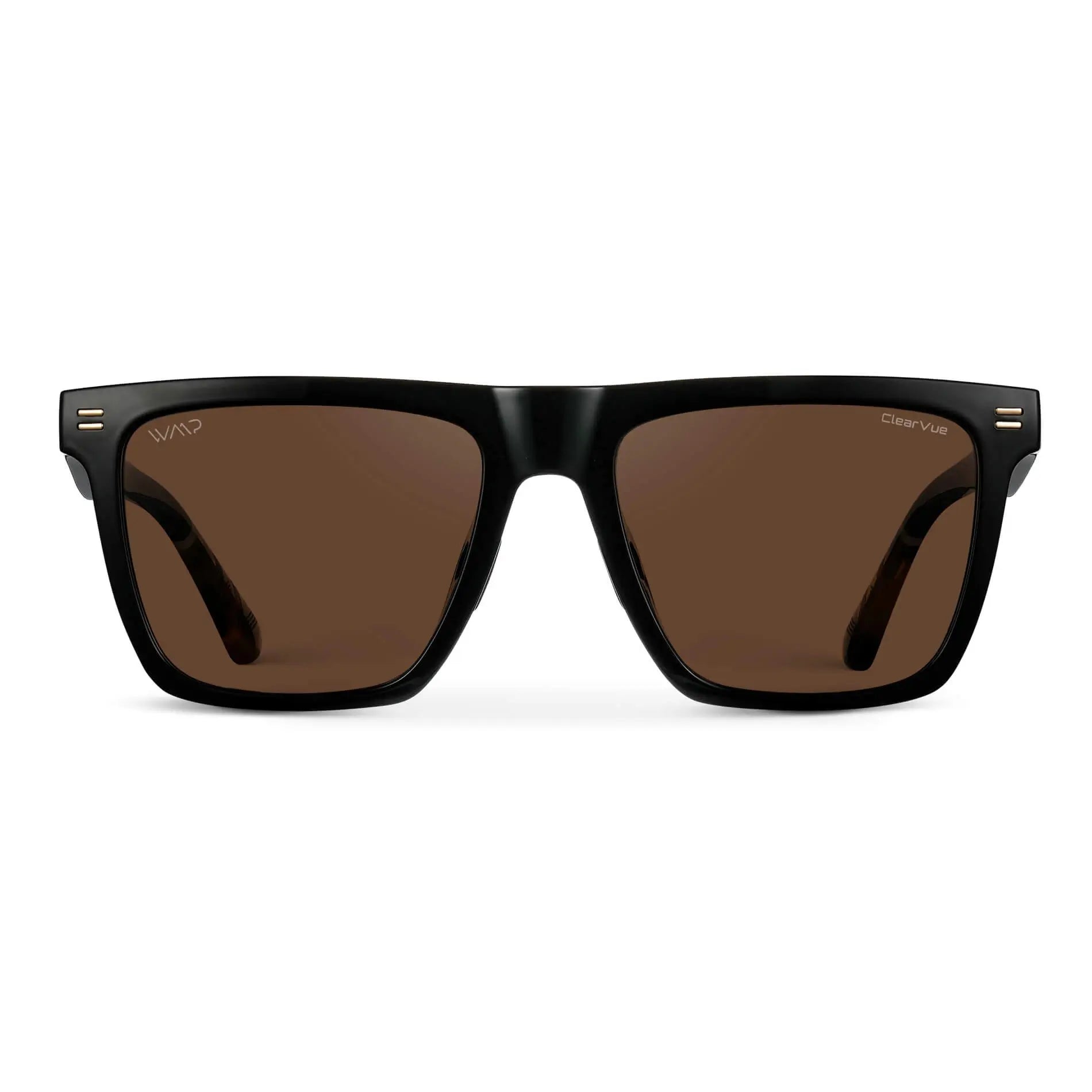 Black / Brown Lens || Black Rectangle Frame Sunglasses with Brown Polarized Lenses