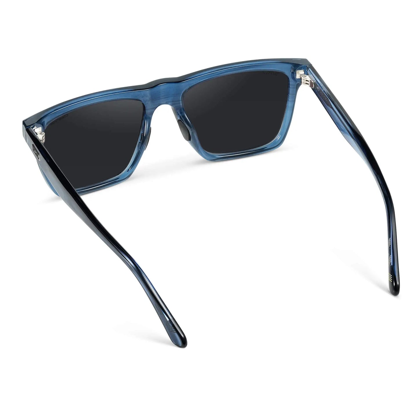Indigo Blue Grain / Black Lens || Blue Rectangle Frame Sunglasses with Black Polarized Lenses