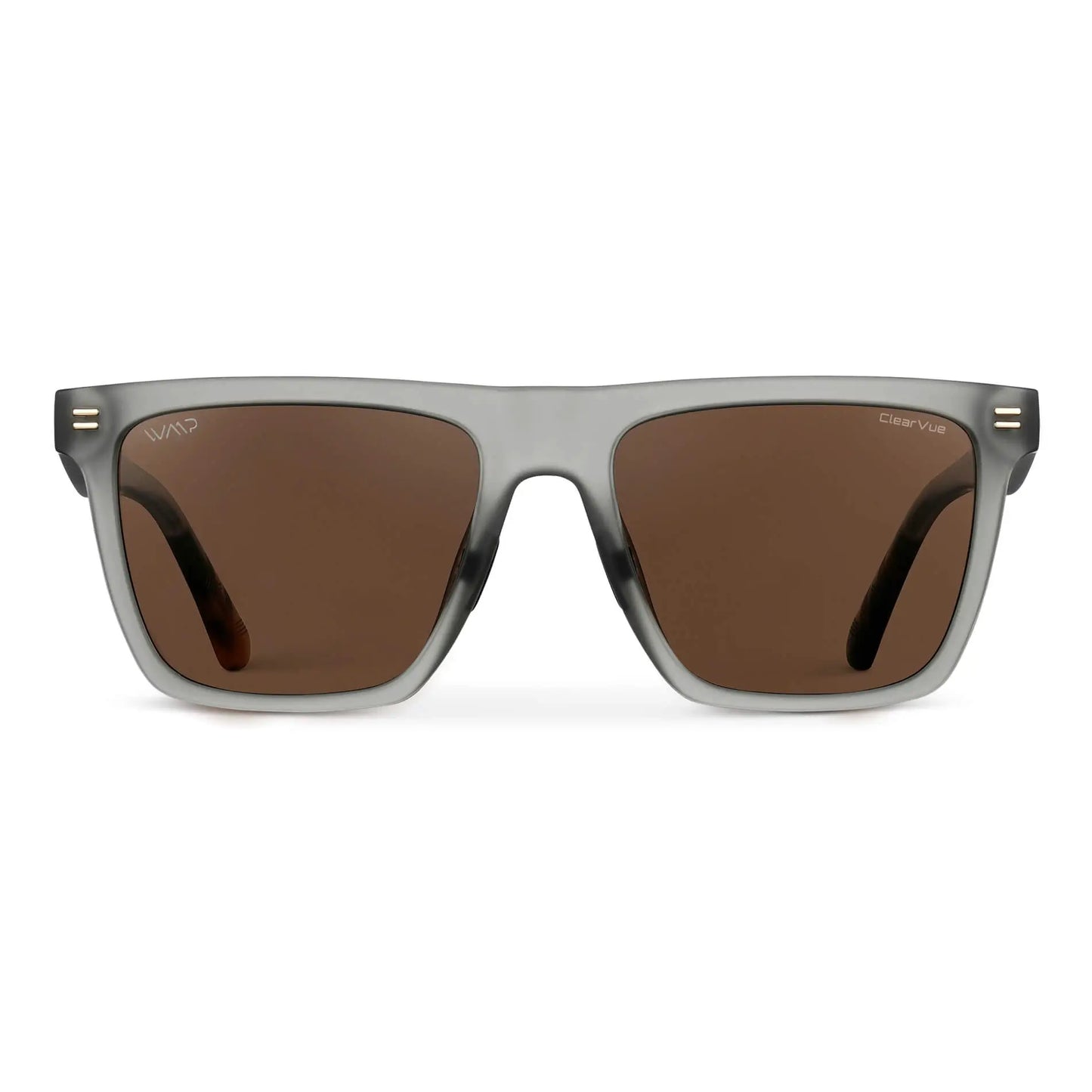 Frosted Moonrock Grey / Brown Lens || Grey Rectangle Frame Sunglasses with Brown Polarized Lenses