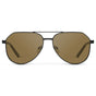 Black / Amber || Men's Stainless Steel Aviator Prescription Sunglasses with Black Frame and Brown Lens on a white background