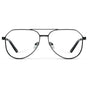 Black || Men's Stainless Steel Aviator Prescription Glasses with Black Frame and Clear Lens on a white background