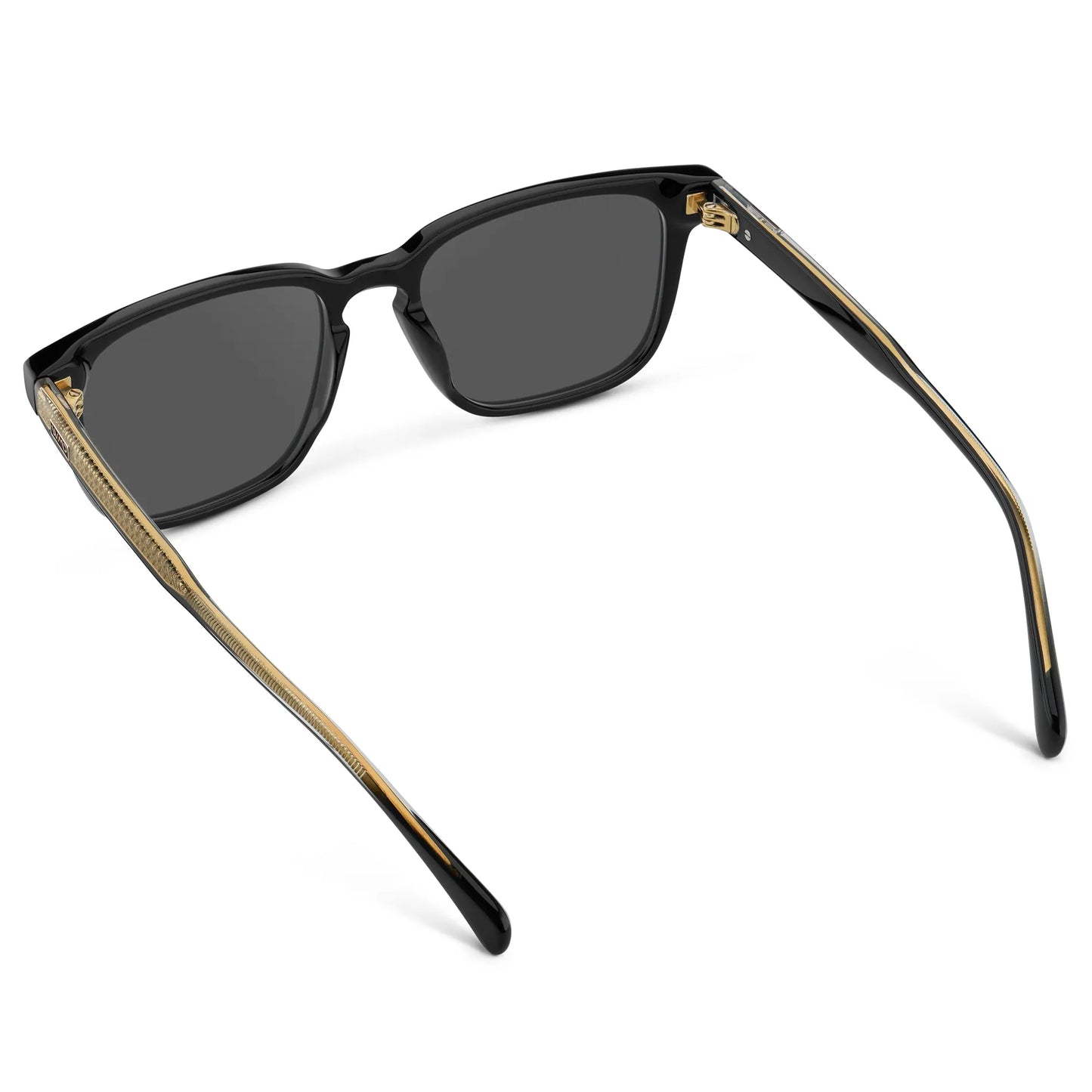 Black / Grey || Back view of Men's Rectangular Prescription Sunglasses with Black Frame and Grey Lens on a white background