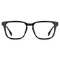 Black || Front view of Men's Rectangular Prescription Eyeglasses with Black Frame and Clear Lens on a white background