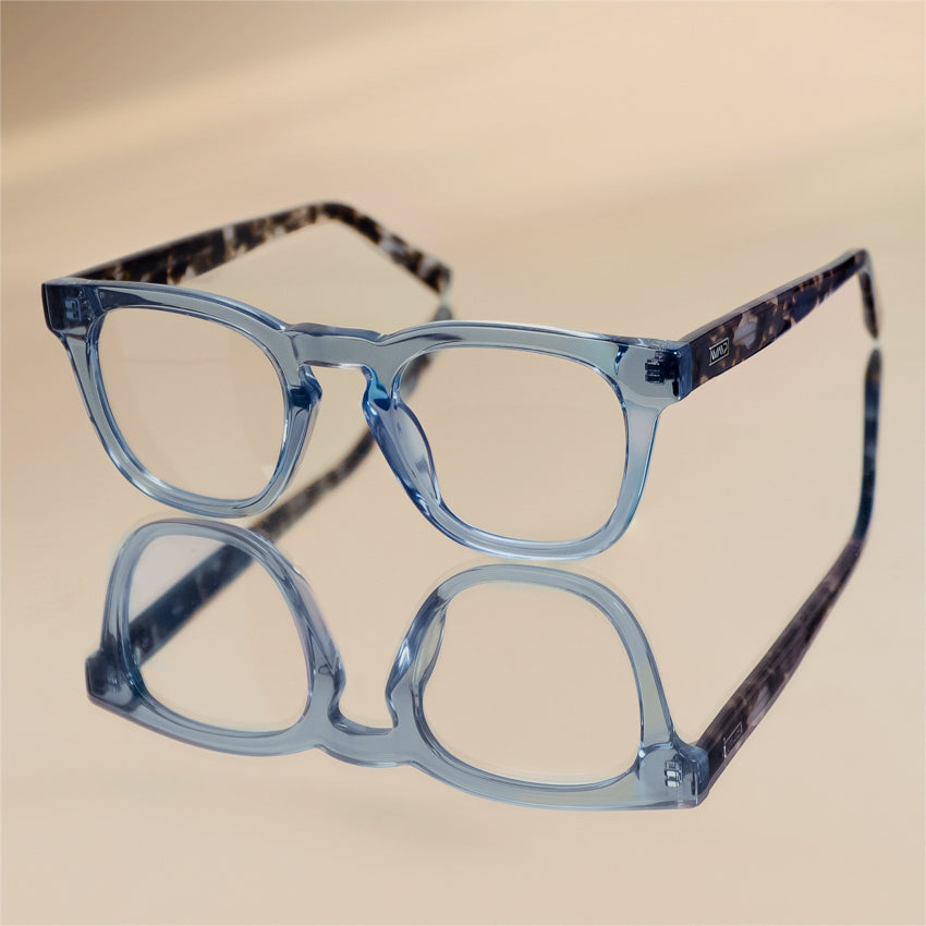 Tortoise Denim Blue || Blue Square Frame Blue Light Blocking Glasses for Computer Use