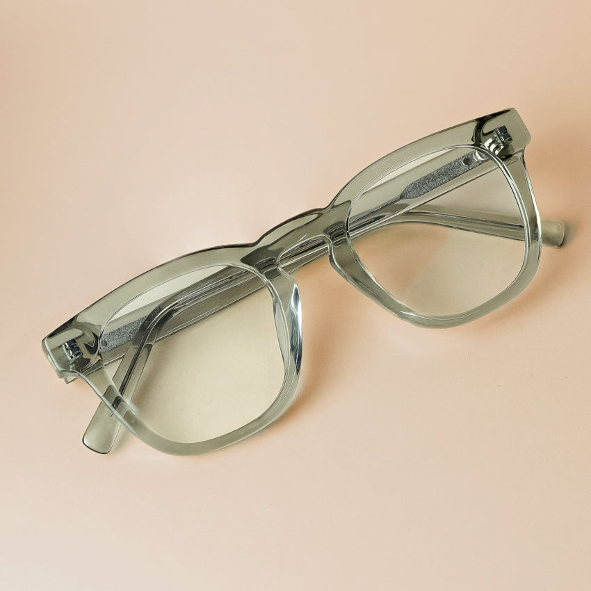 Sea Salt Grey || Grey Square Frame Blue Light Blocking Glasses for Computer Use