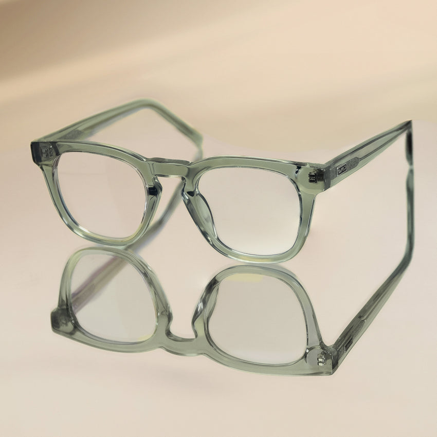 Sea Salt Grey || Grey Square Frame Blue Light Blocking Glasses for Computer Use