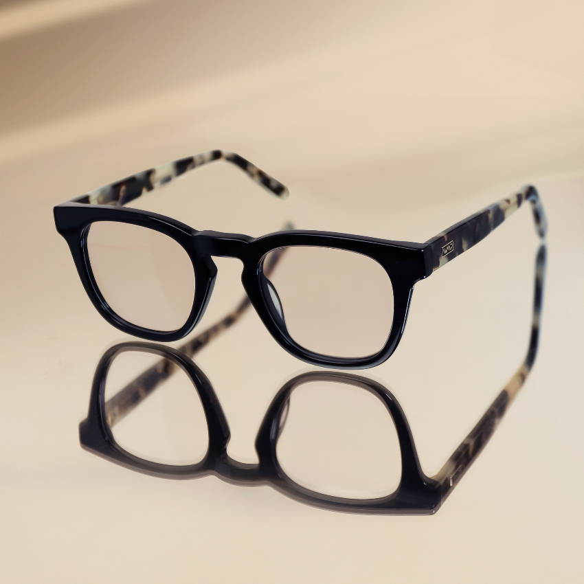 Black Beige Tortoise || Black Square Frame Blue Light Blocking Glasses for Computer Use