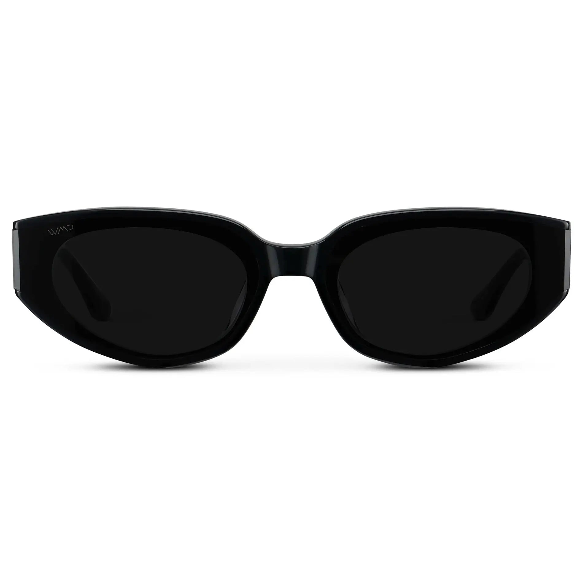 Black / Triple Black Lens || Women's Narrow Cat-Eye Sunglasses with Black Acetate frame and Non-Polarized Triple Black Lens