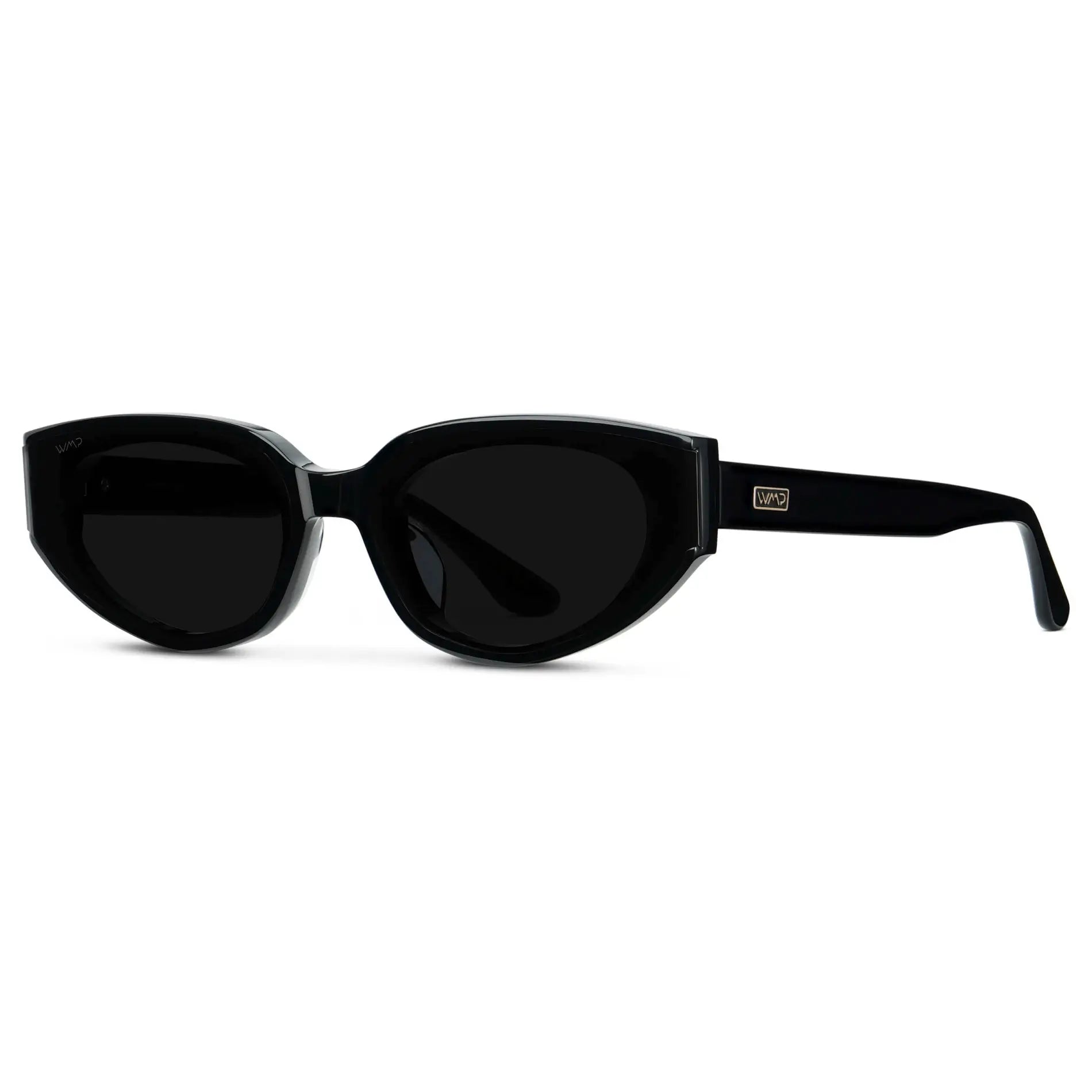 Black / Triple Black Lens || Women's Narrow Cat-Eye Sunglasses with Black Acetate frame and Non-Polarized Triple Black Lens