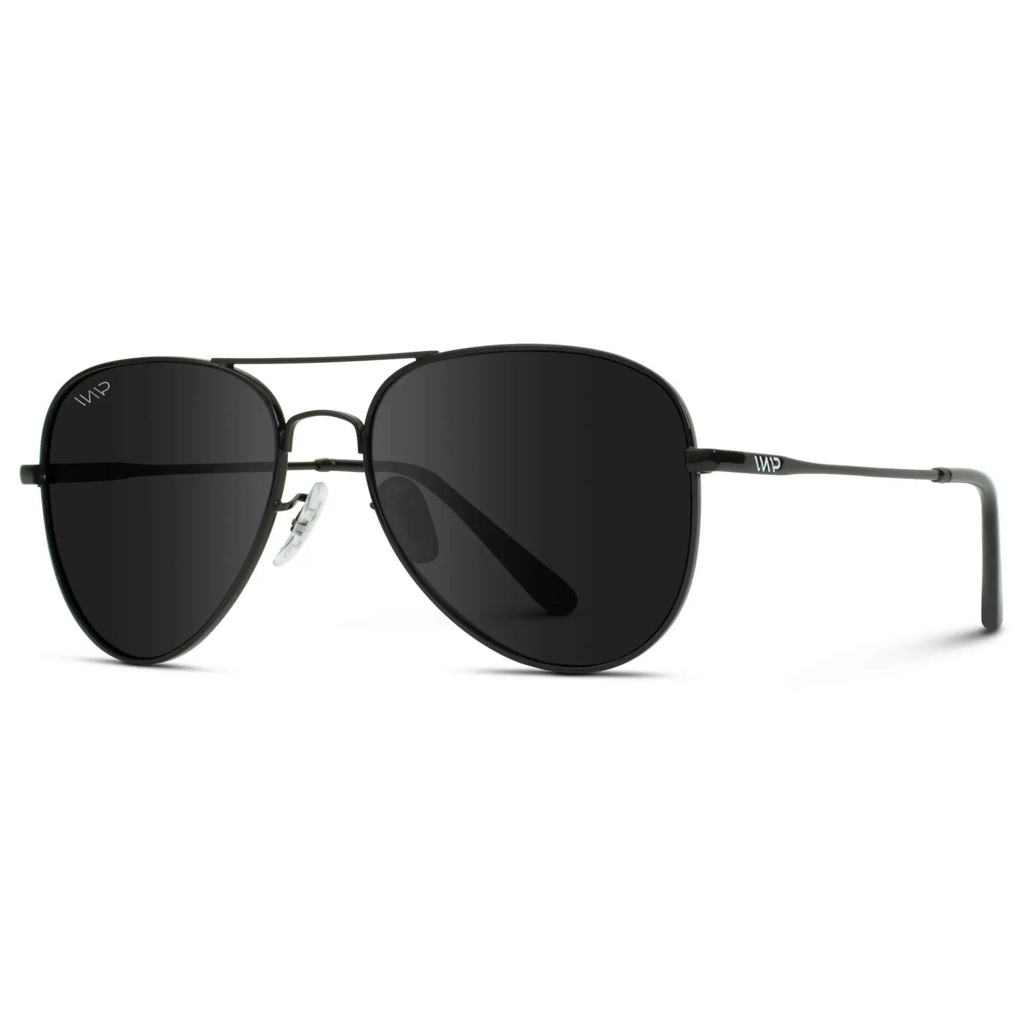 Full Black || Men's Black Double Bridge Aviator Sunglasses with Black Polarized Lenses