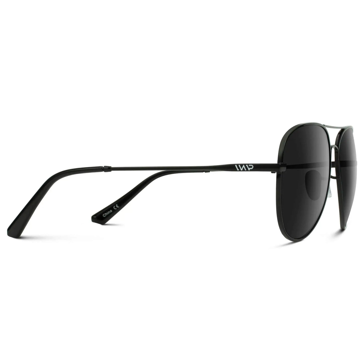 Full Black || Men's Black Double Bridge Aviator Sunglasses with Black Polarized Lenses