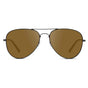 Full Black / Amber || Unisex Double Bridge Aviator Prescription Sunglasses with Black Metal Frame and Amber Lens on a white background