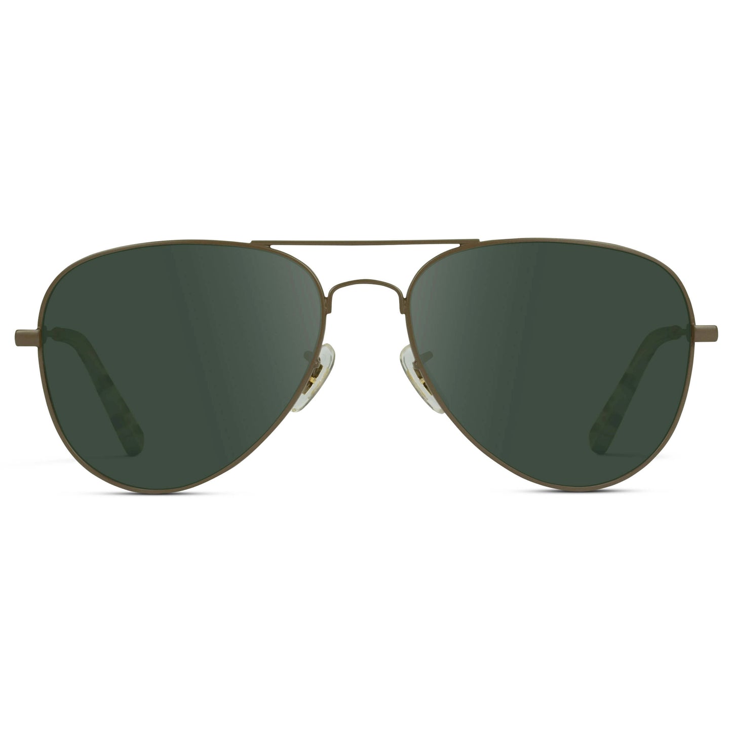 Woodland / G15 || Double Bridge Aviator Prescription Sunglasses with Brown Metal Frame and Green Lens