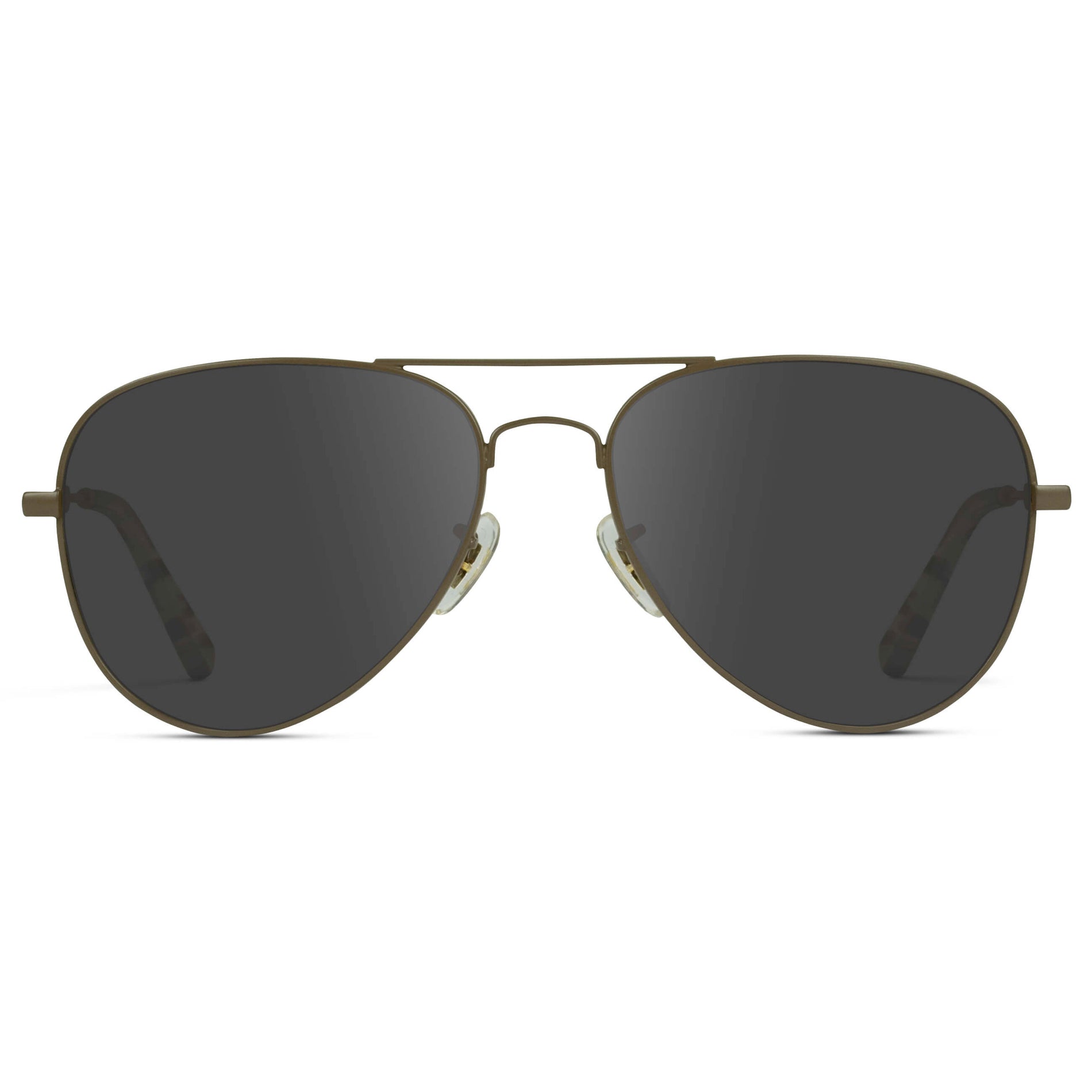 Woodland / Grey || Double Bridge Aviator Prescription Sunglasses with Brown Metal Frame and Grey Lens