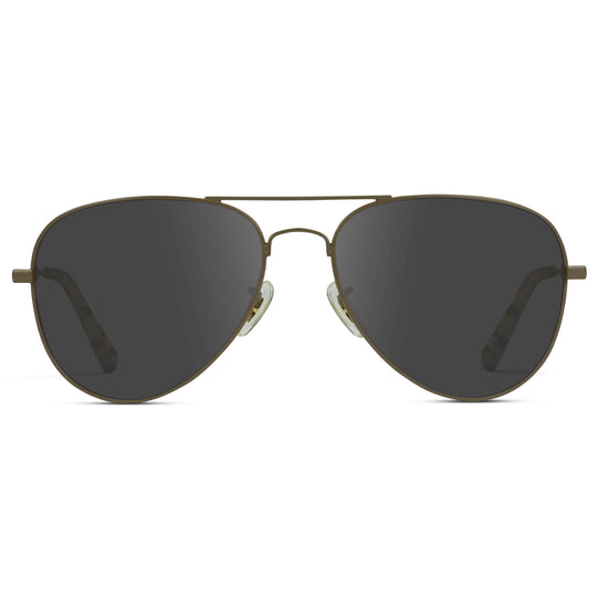 Woodland / Grey || Double Bridge Aviator Prescription Sunglasses with Brown Metal Frame and Grey Lens