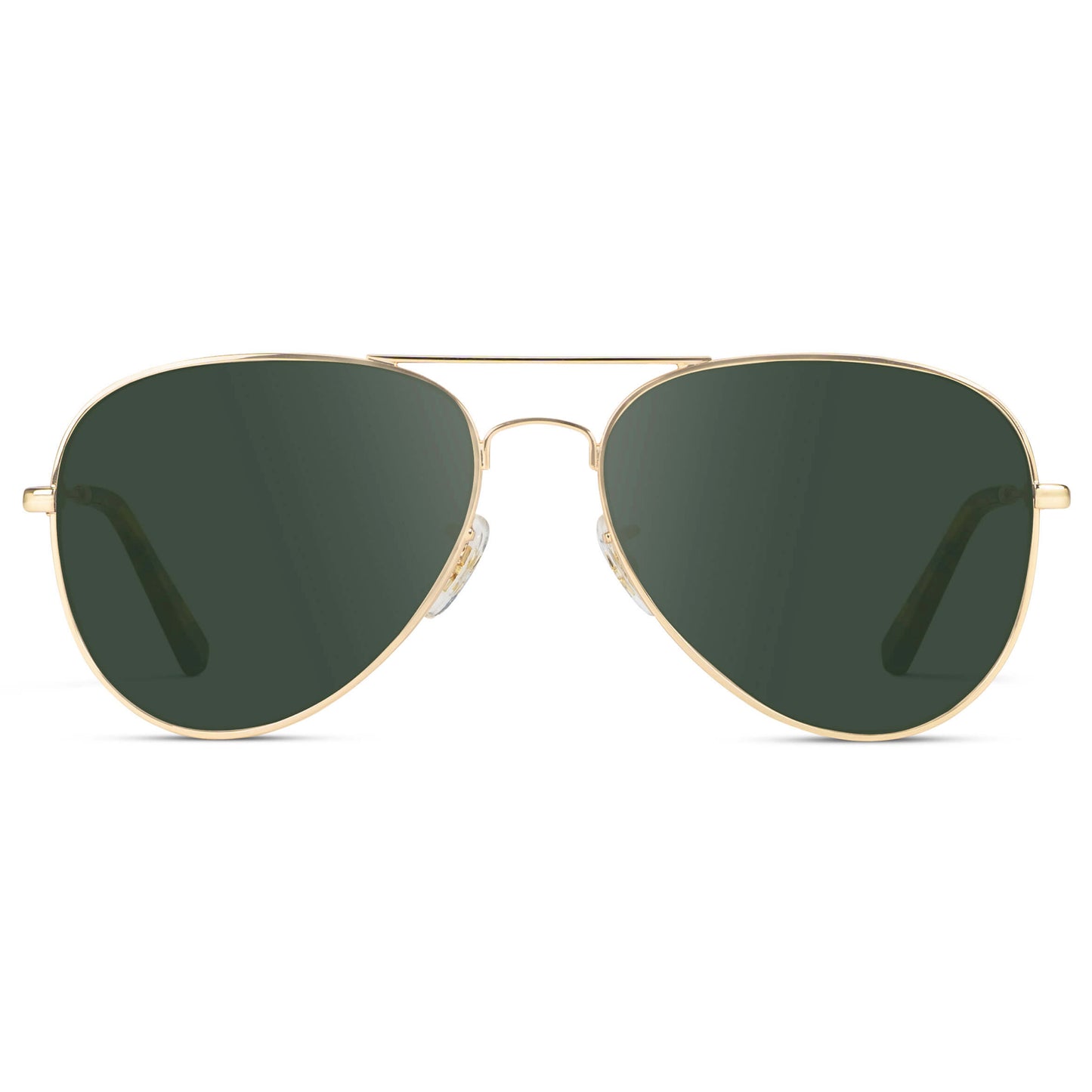 Gold Frame / G15 || Double Bridge Aviator Prescription Sunglasses with Gold Metal Frame and Green Lens