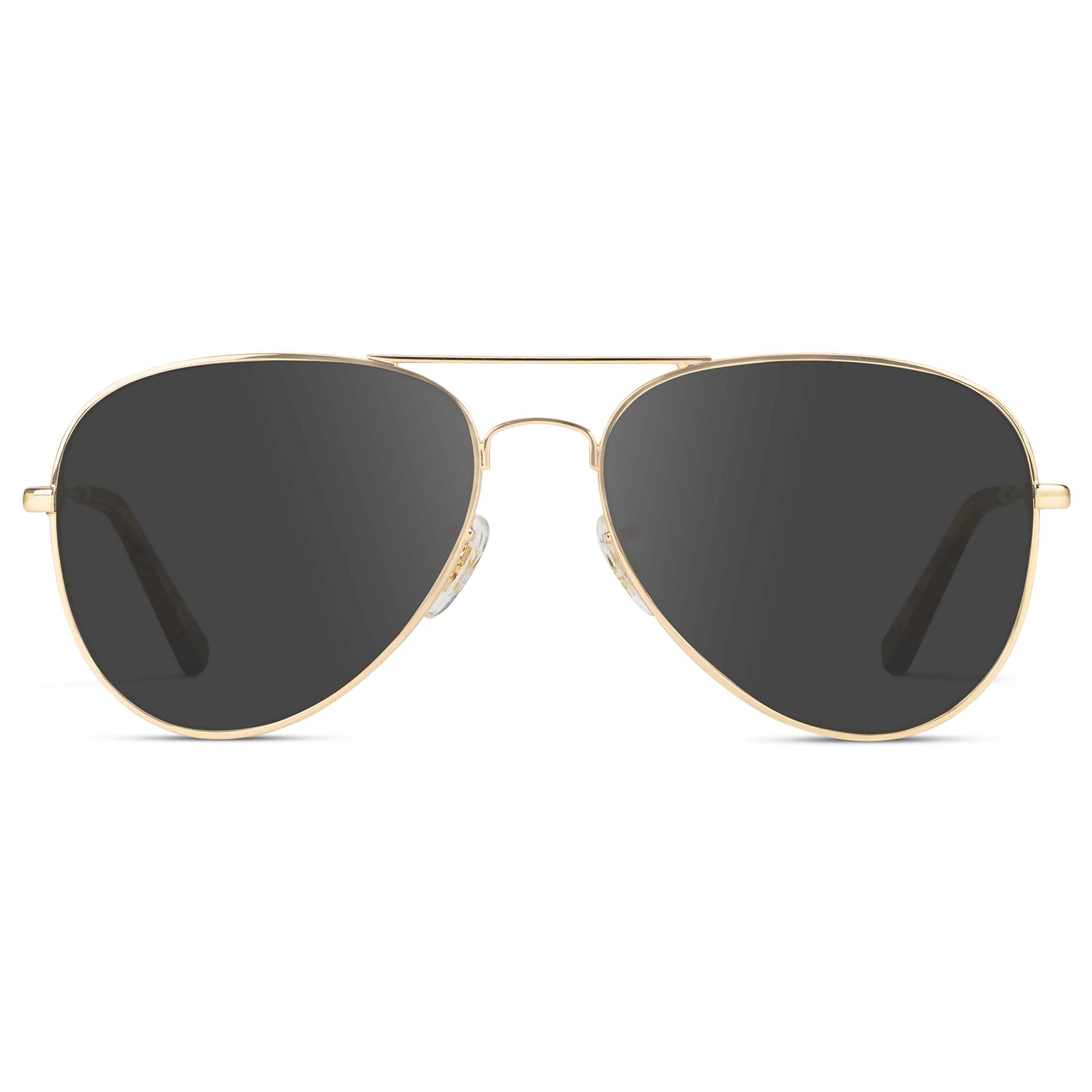 Gold Frame / Grey || Double Bridge Aviator Prescription Sunglasses with Gold Metal Frame and Grey Lens