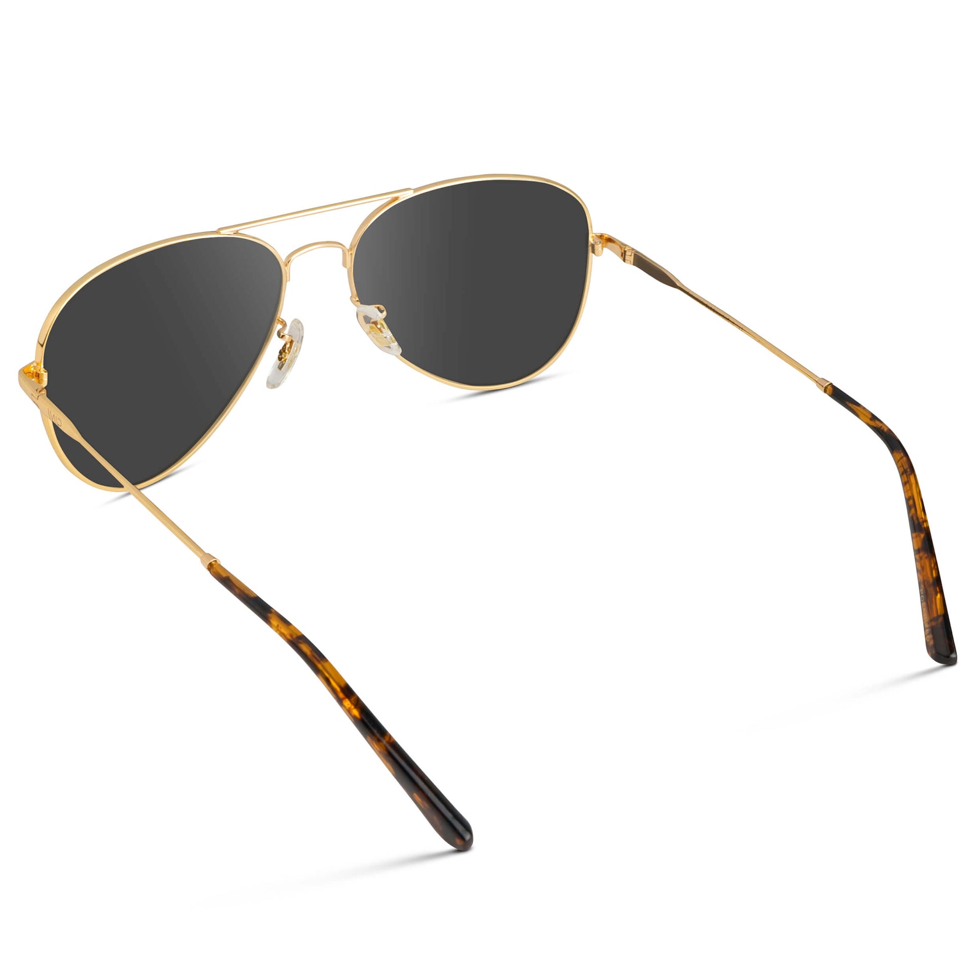 Gold Frame / Grey || Double Bridge Aviator Prescription Sunglasses with Gold Metal Frame and Grey Lens