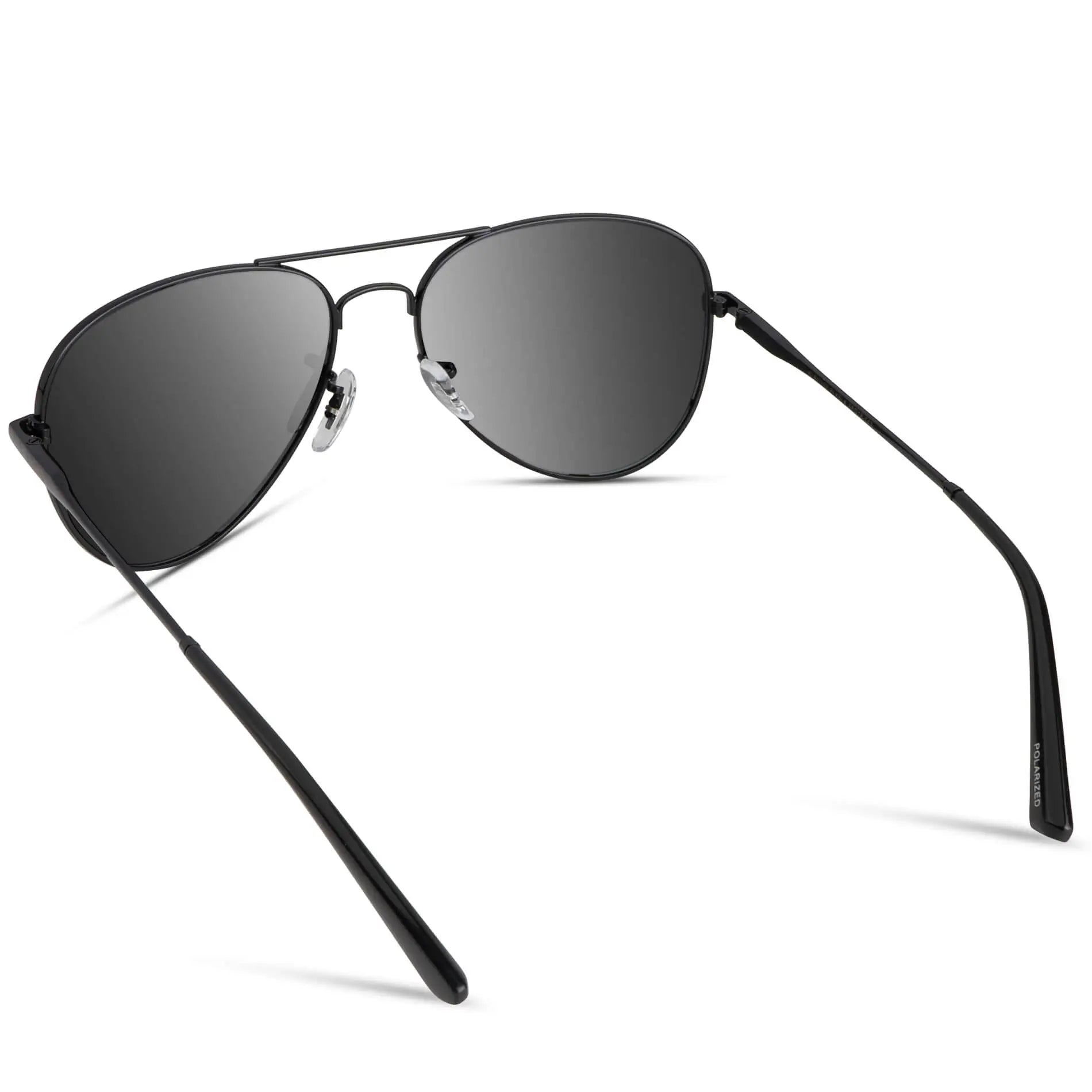 Full Black || Men's Black Double Bridge Aviator Sunglasses with Black Polarized Lenses