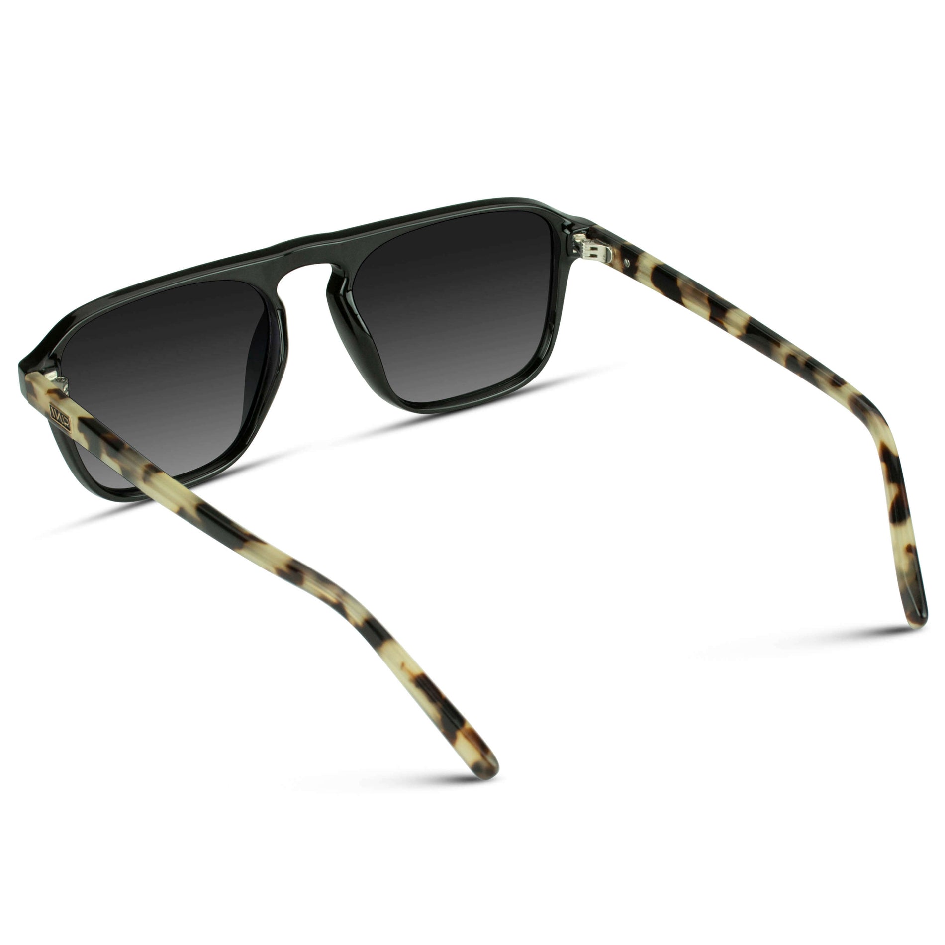 Black Beige Tort / Black Gradient Lens || Black Single Bridge Aviator Sunglasses with Black Polarized Lenses
