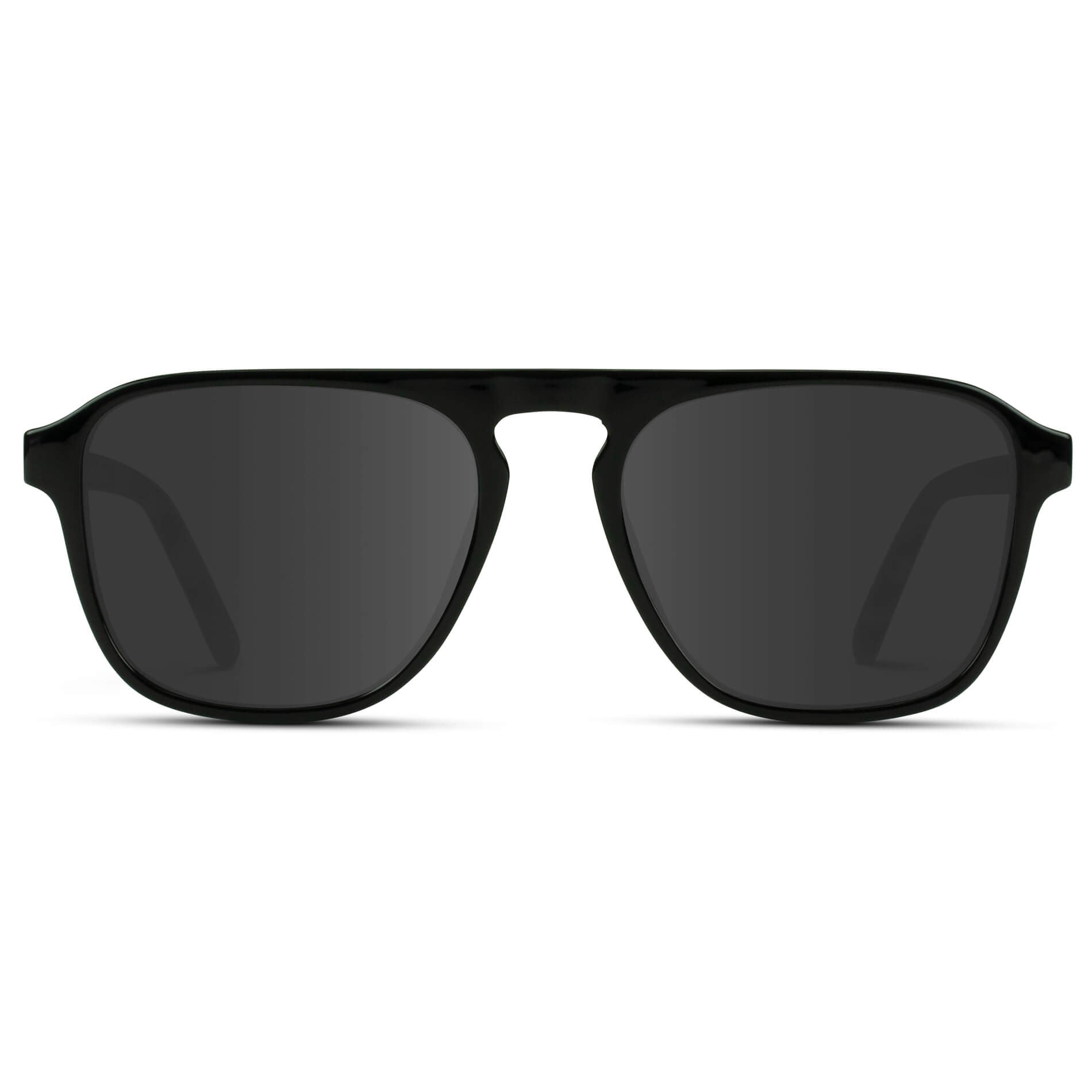Black Beige Tort / Grey Lens || Black Single Bridge Aviator Sunglasses with Grey Prescription Lenses