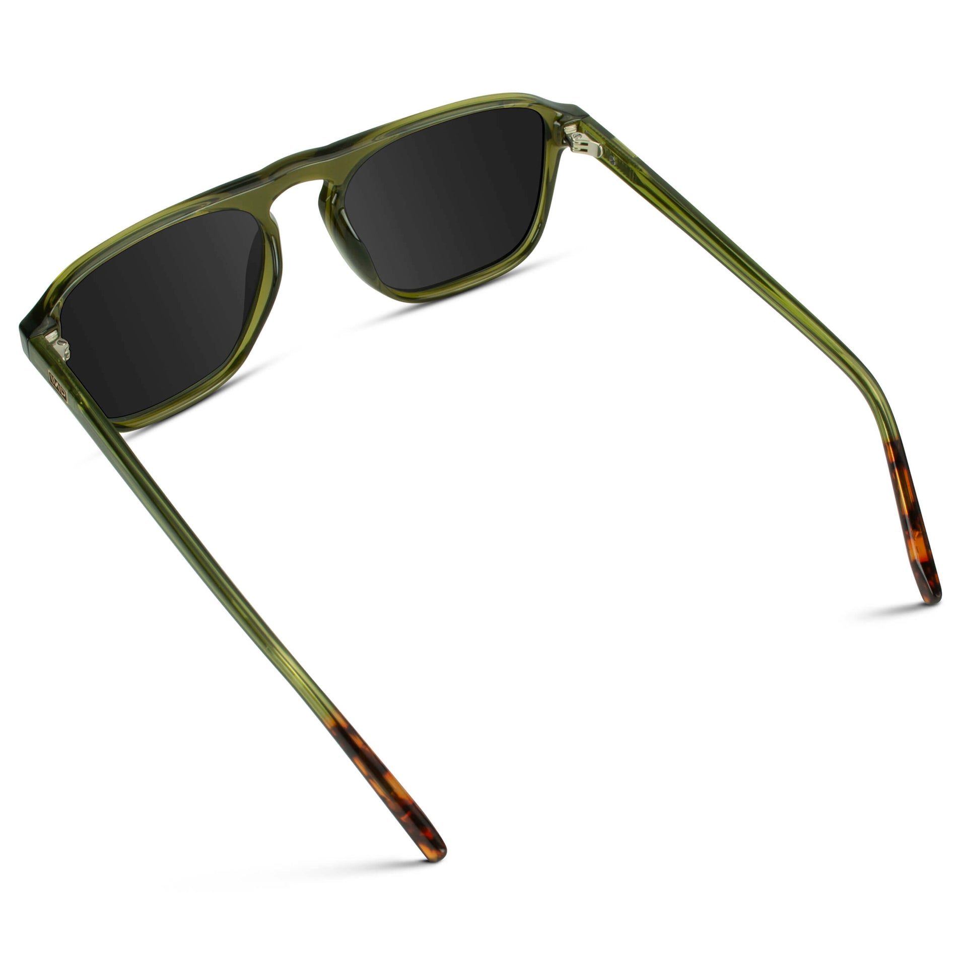 Crystal Saguaro Green / Black Lens || Green Single Bridge Aviator Sunglasses with Black Polarized Lenses