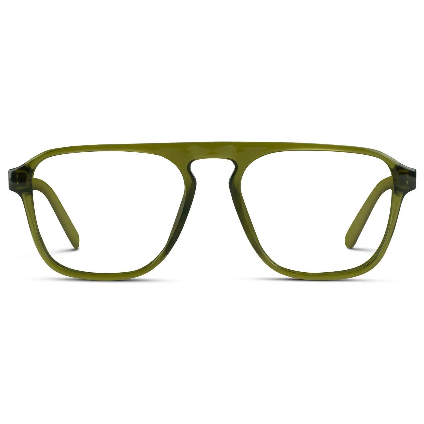 Crystal Saguaro Green || Men's Aviator Prescription Glasses with Crystal Saguaro Green Frame and Clear Lenses on a white background
