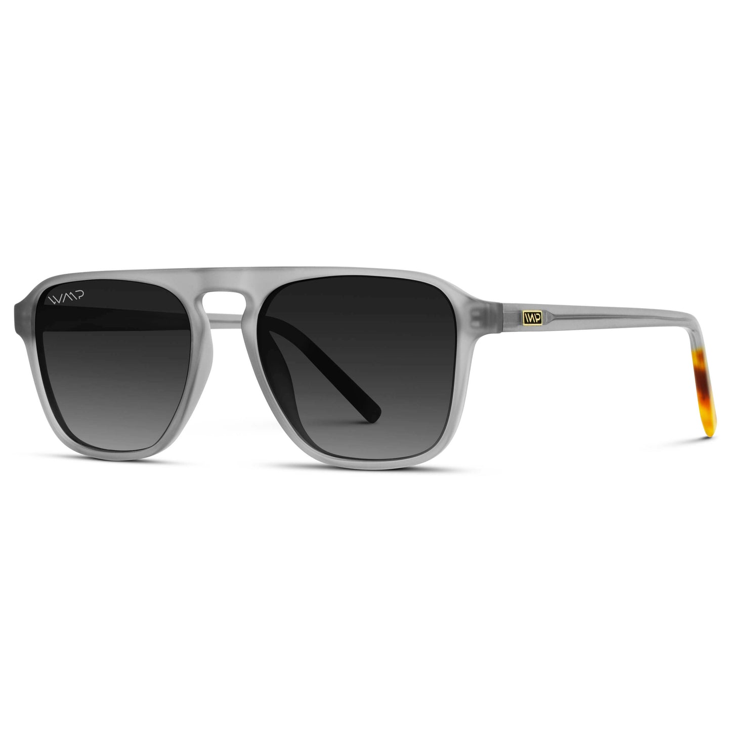 Moonrock Grey / Black Gradient Lens || Grey Single Bridge Aviator Sunglasses with Black Polarized Lenses