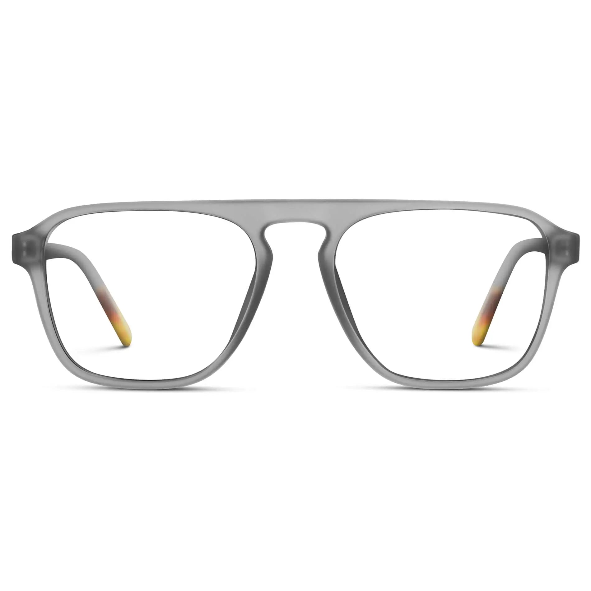 Moonrock Grey || Men's Aviator Prescription Glasses with Moonrock Grey Frame and Clear Lenses on a white background