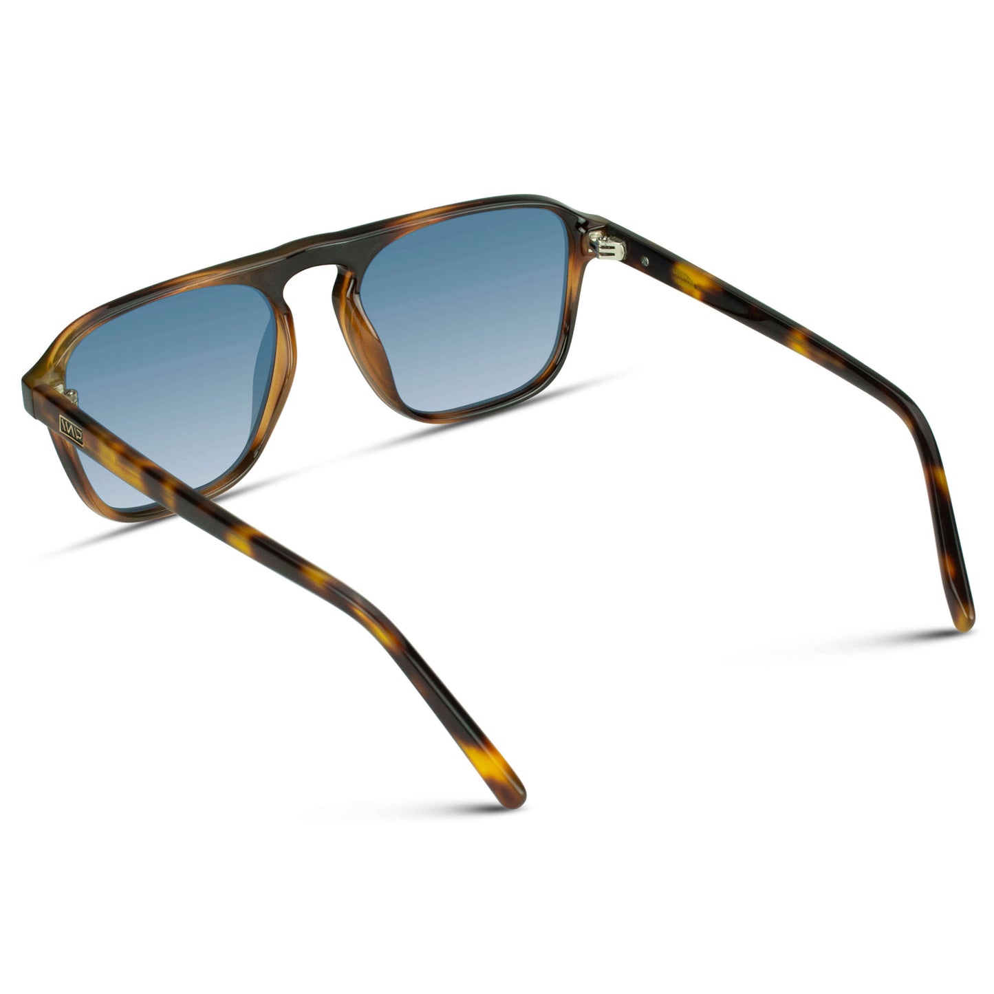 Whiskey Brown Tortoise / Blue Gradient Lens || Tortoise Single Bridge Aviator Sunglasses with Blue Polarized Lenses