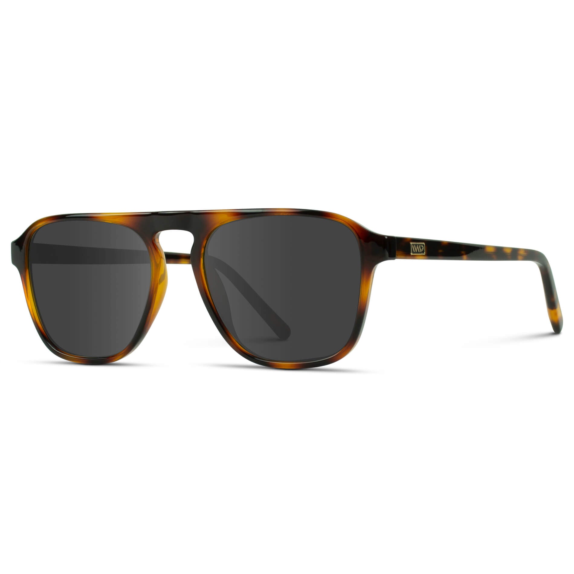 Whiskey Brown Tortoise / Grey Lens || Tortoise Single Bridge Aviator Sunglasses with Grey Prescription Lenses