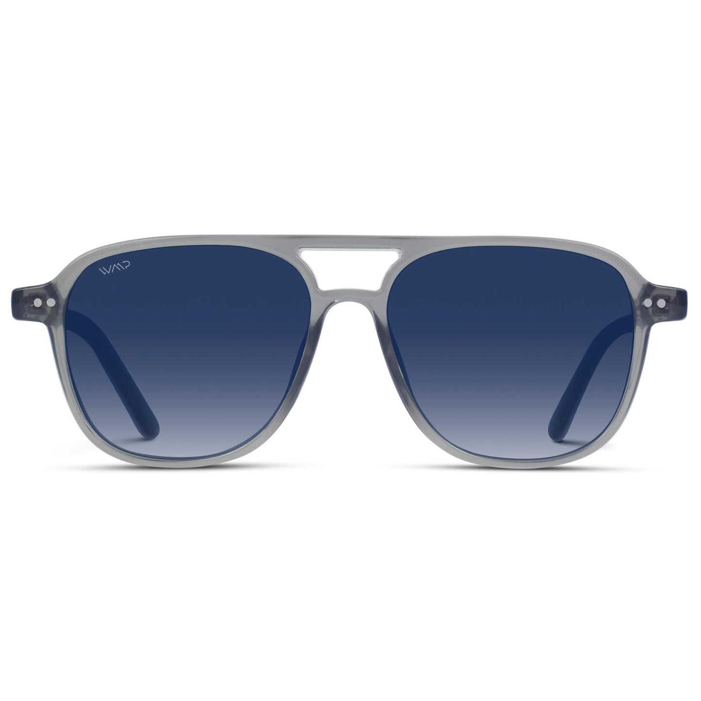 Crystal Mist / Blue Gradient Lens || Unisex Square Frame Sunglasses in Crystal Mist with Blue Gradient Polarized Lenses