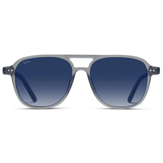 Crystal Mist / Blue Gradient Lens || Unisex Square Frame Sunglasses in Crystal Mist with Blue Gradient Polarized Lenses