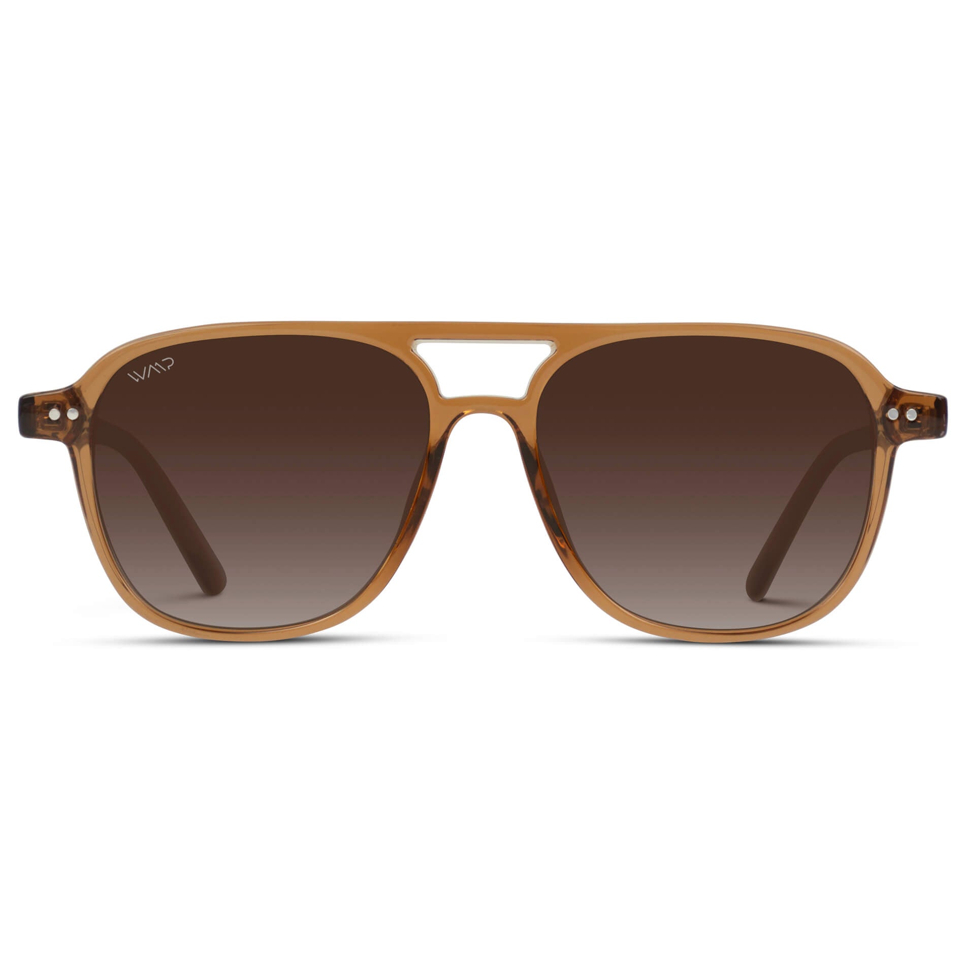 Crystal Copper / Brown Gradient Lens || Unisex Square Frame Sunglasses in Crystal Copper with Brown Gradient Polarized Lenses