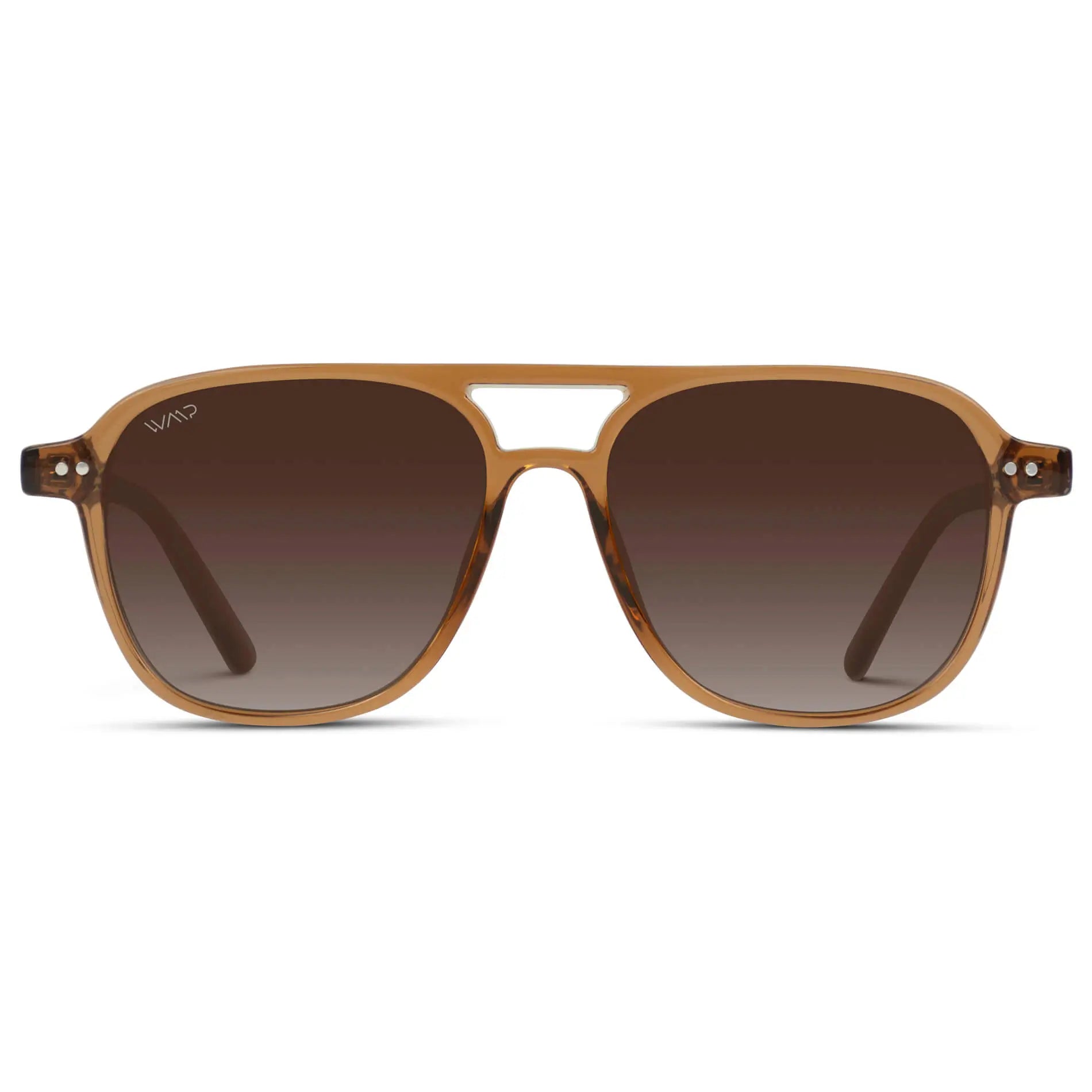 Crystal Copper / Brown Gradient Lens || Women's Square Frame Sunglasses in Crystal Copper with Brown Gradient Polarized Lenses