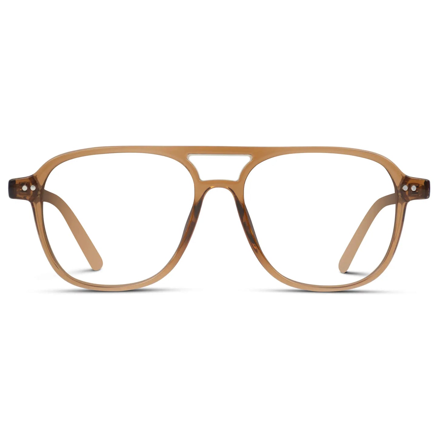 Crystal Copper || Women's Oversized Aviator Prescription Glasses with Crystal Copper Frame and Clear Lenses on a white background